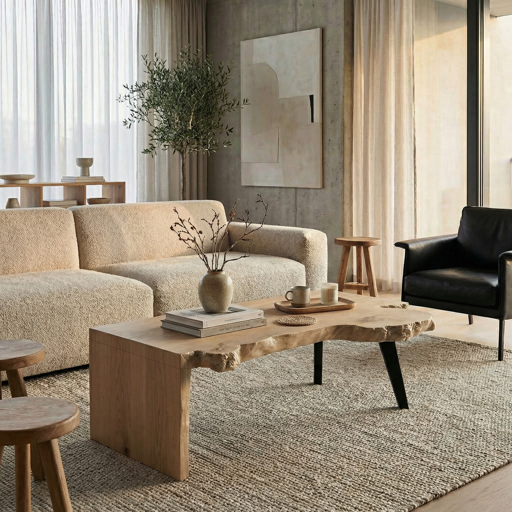 Modern Solid Wood Coffee Table For Living Room SINLSACF348