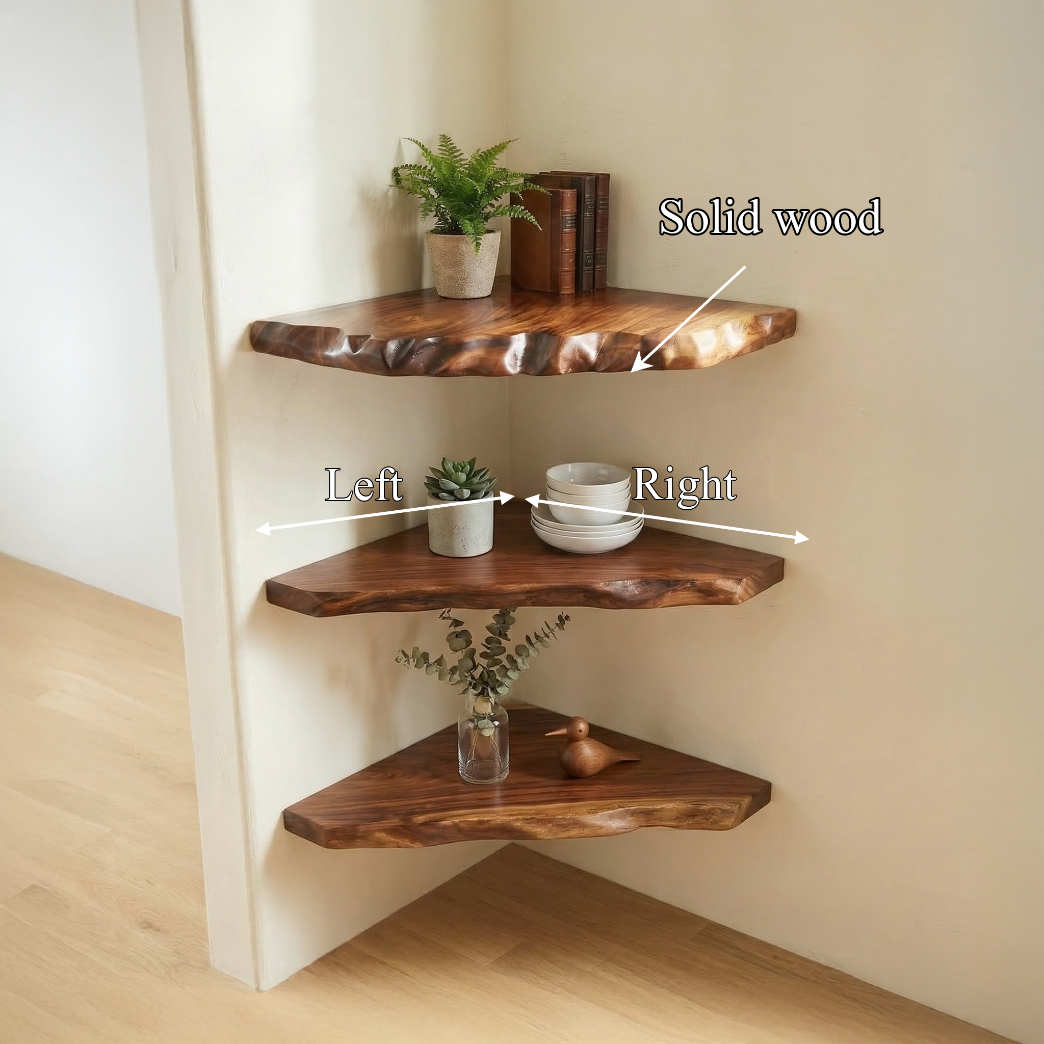 Rustic Wall Mounted Corner Shelf For Living Room And Home Decor SINLSACN021