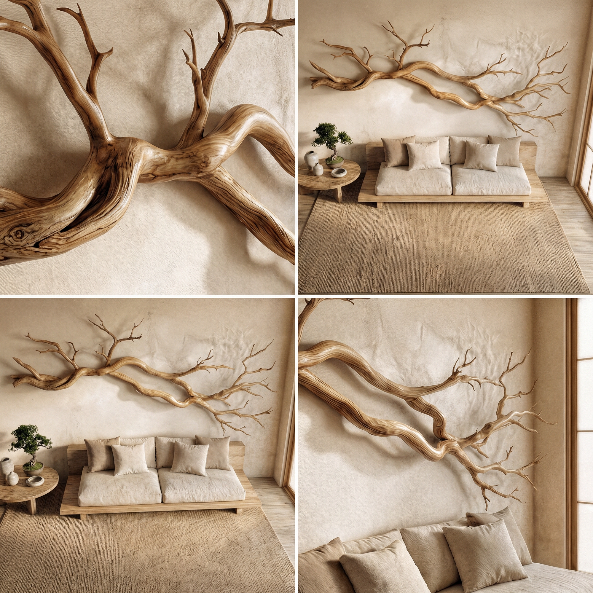 Wabi Sabi Horizontal Branch Wall Sculpture Living Room SINLKIWD061