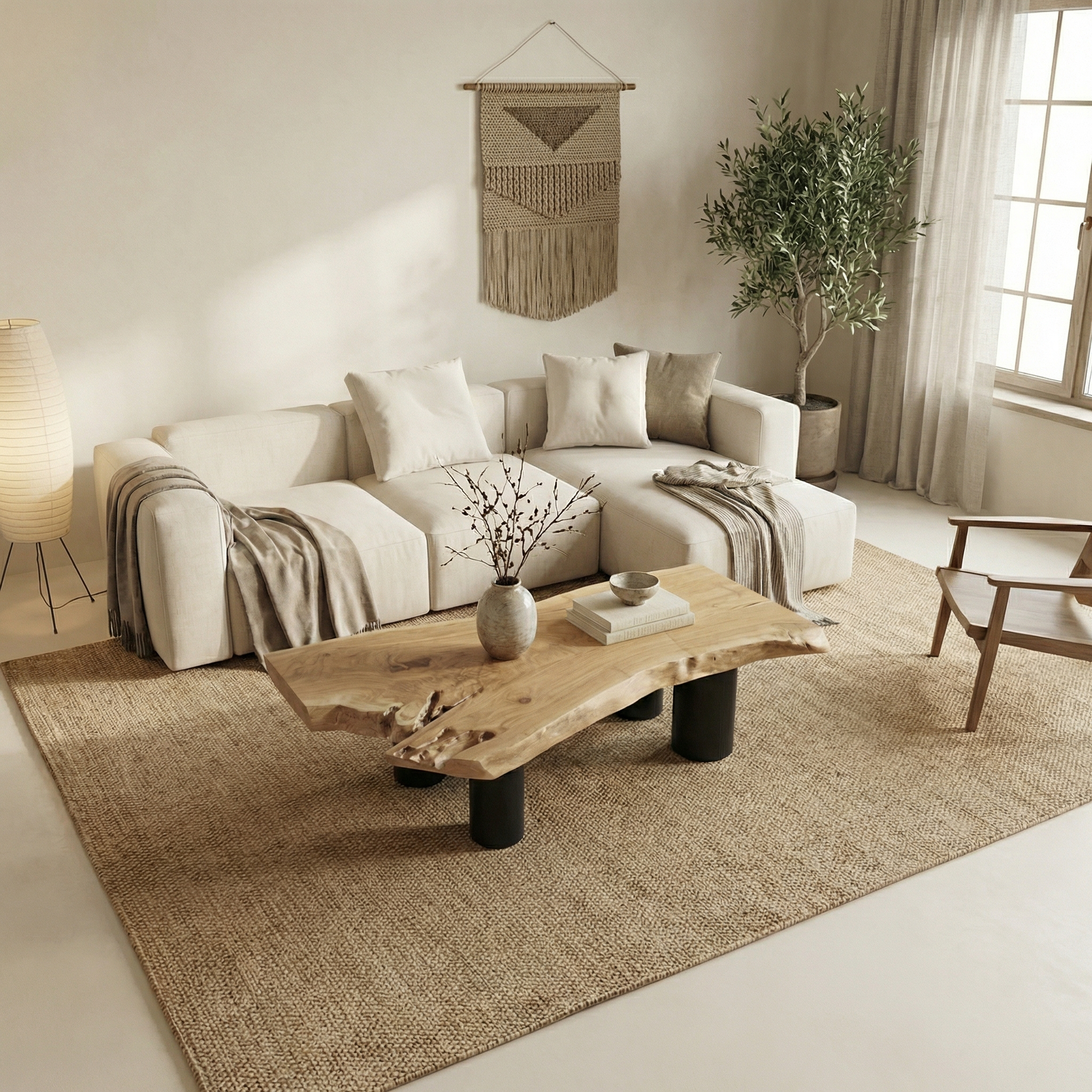 Organic Rustic Wood Coffee Table For Living Room SINLSACF350
