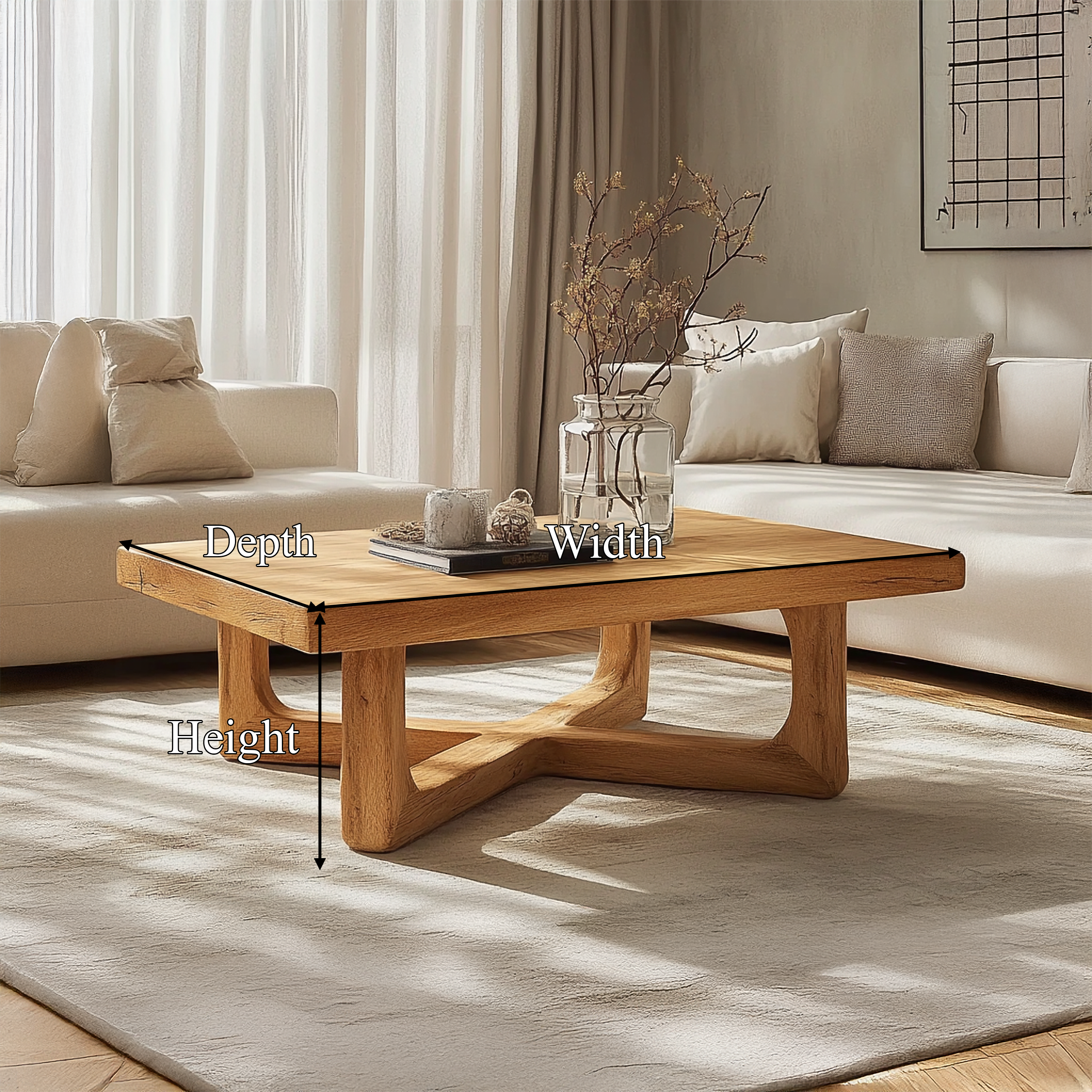 Rustic Natural Edge Coffee Table Living Room SINLSACF271