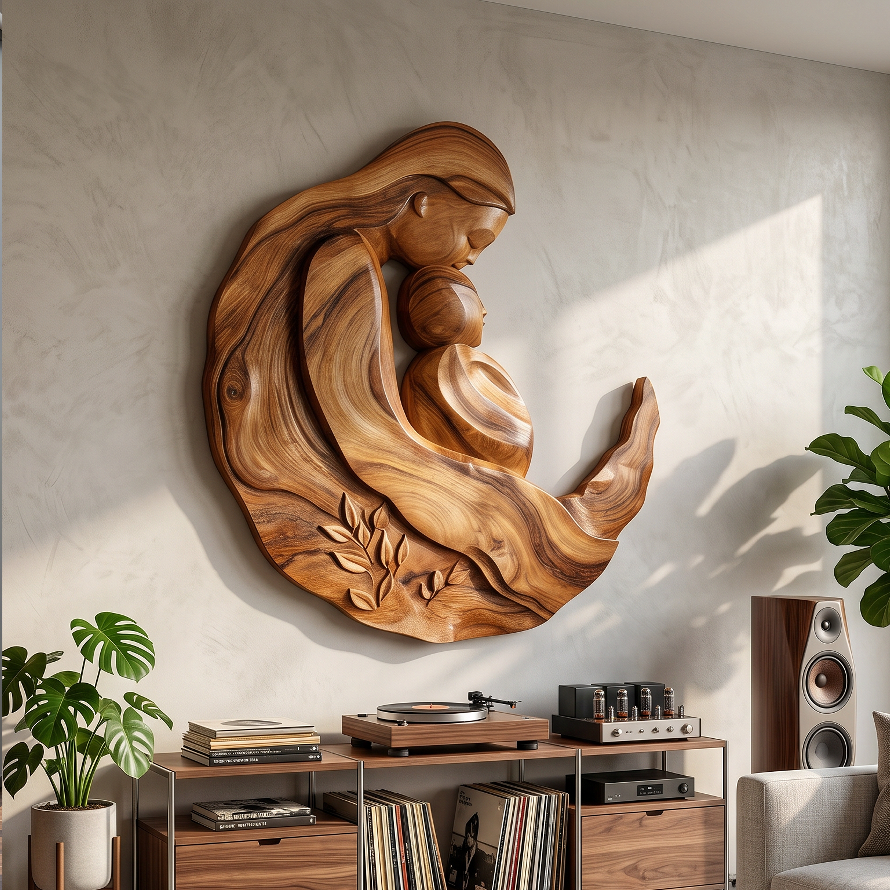 Artistic Motherhood Wall Decor With Carved Detail For Office SILDTTRWA157