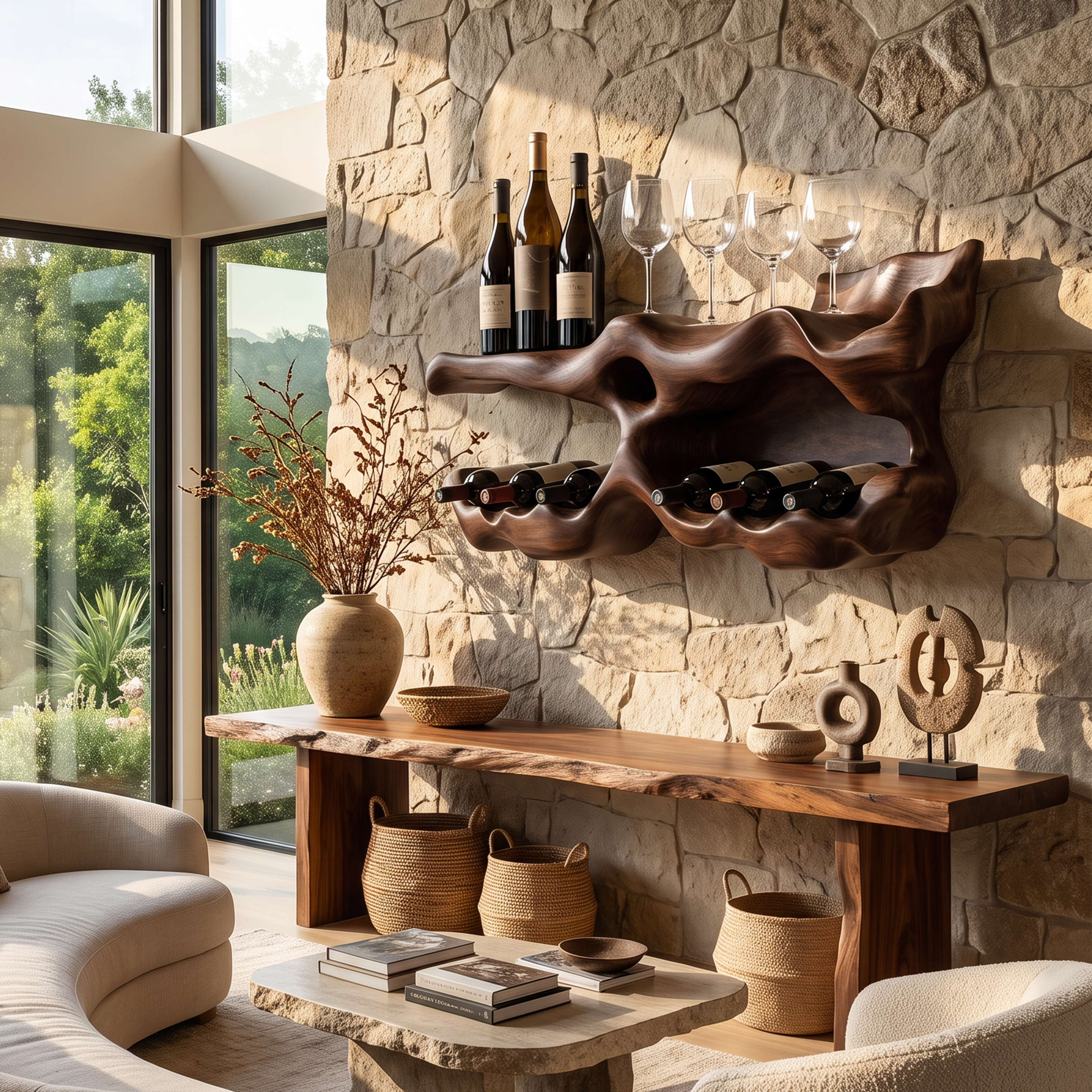 Farmhouse Wine Holder For Living Room Shelf Accent SILDTTNWH016