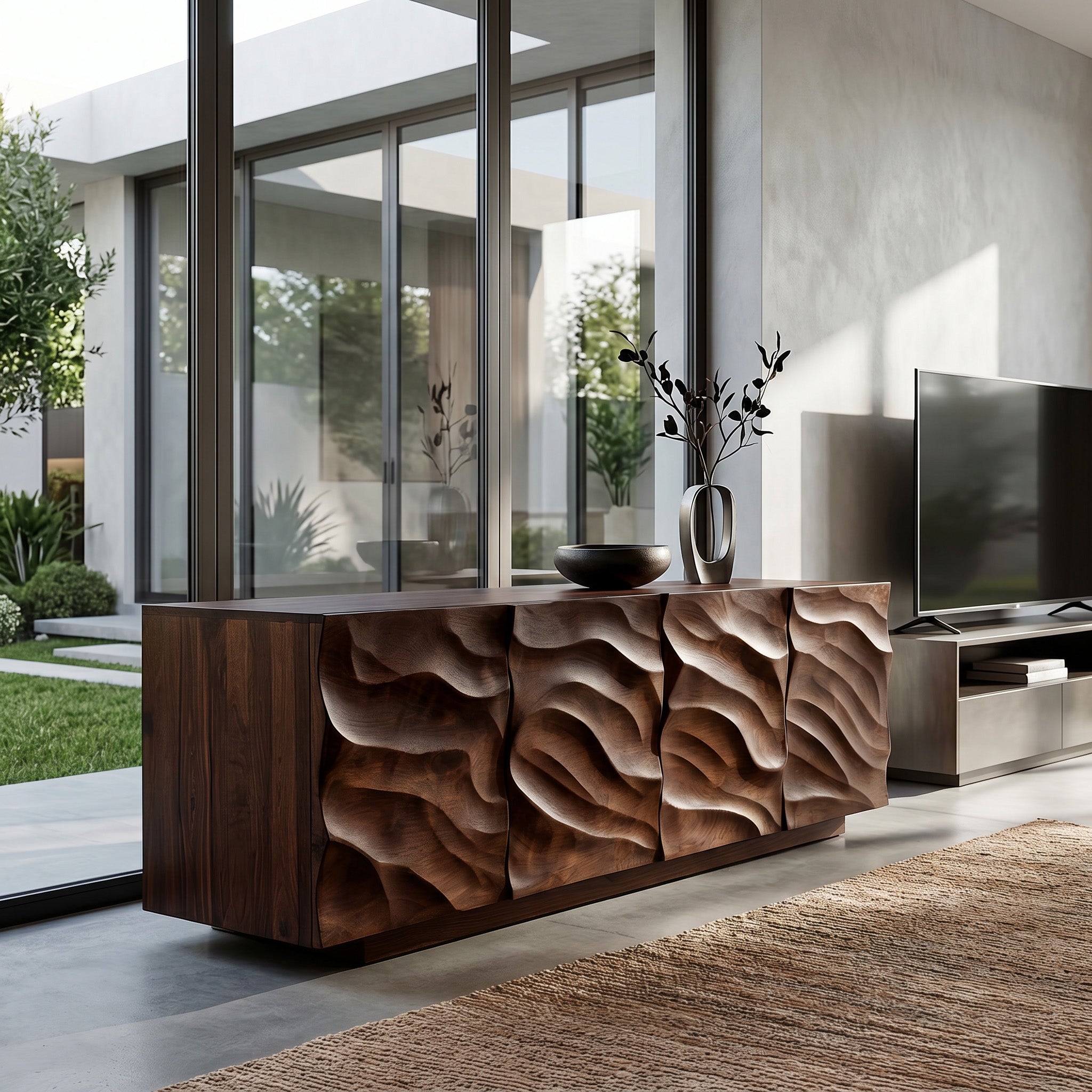 Artistic Carved Wooden Cabinet For Luxury Living Room RTTHHNSD043