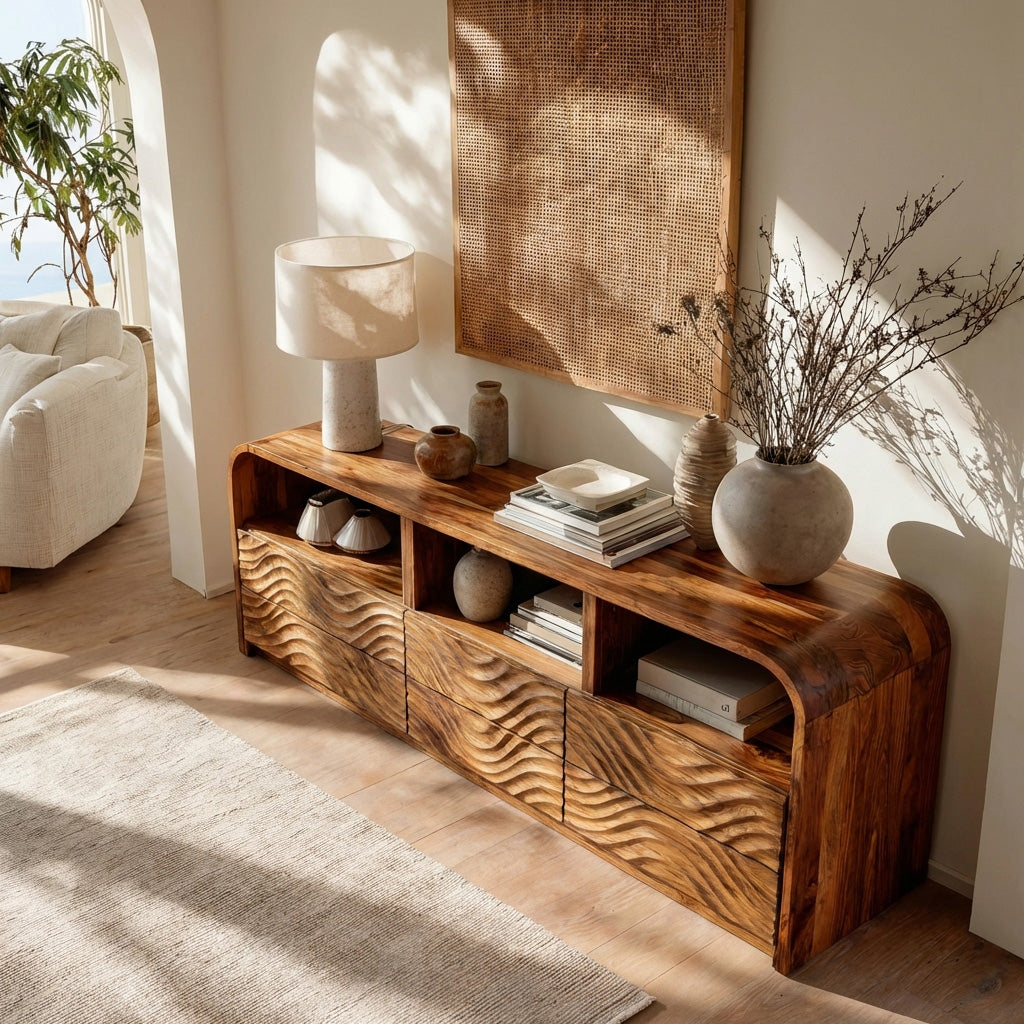 Luxury Natural Wood Sideboard For Living Room RTTHHNSD036