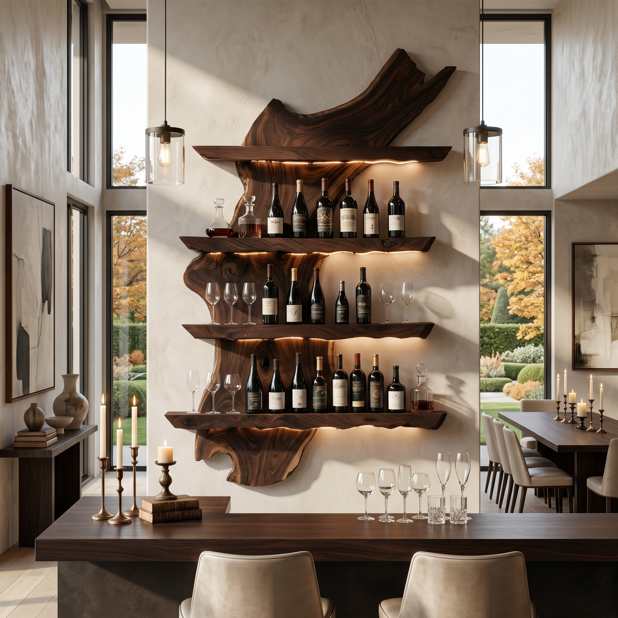 Mid Century Wine Rack For Kitchen Bar Wall Shelf SILDTTRWH025