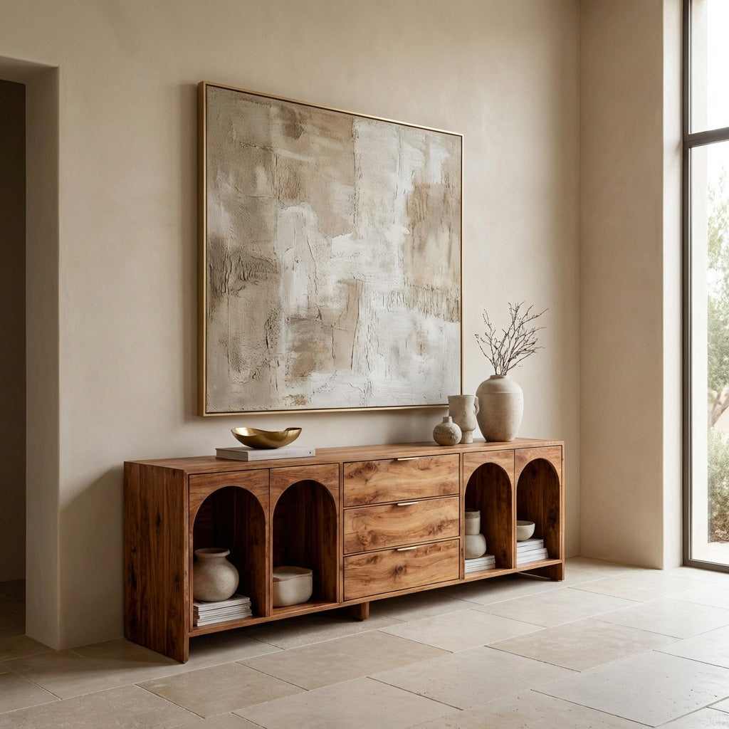 Modern Wooden Sideboard With Arched Compartments For Living Room RTTHHNSD033
