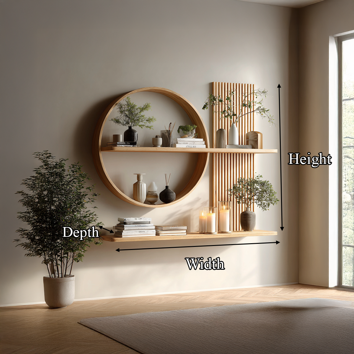 Scandinavian Japanese Wall Decor Shelf Living Room And Natural Room SINLSAFL234