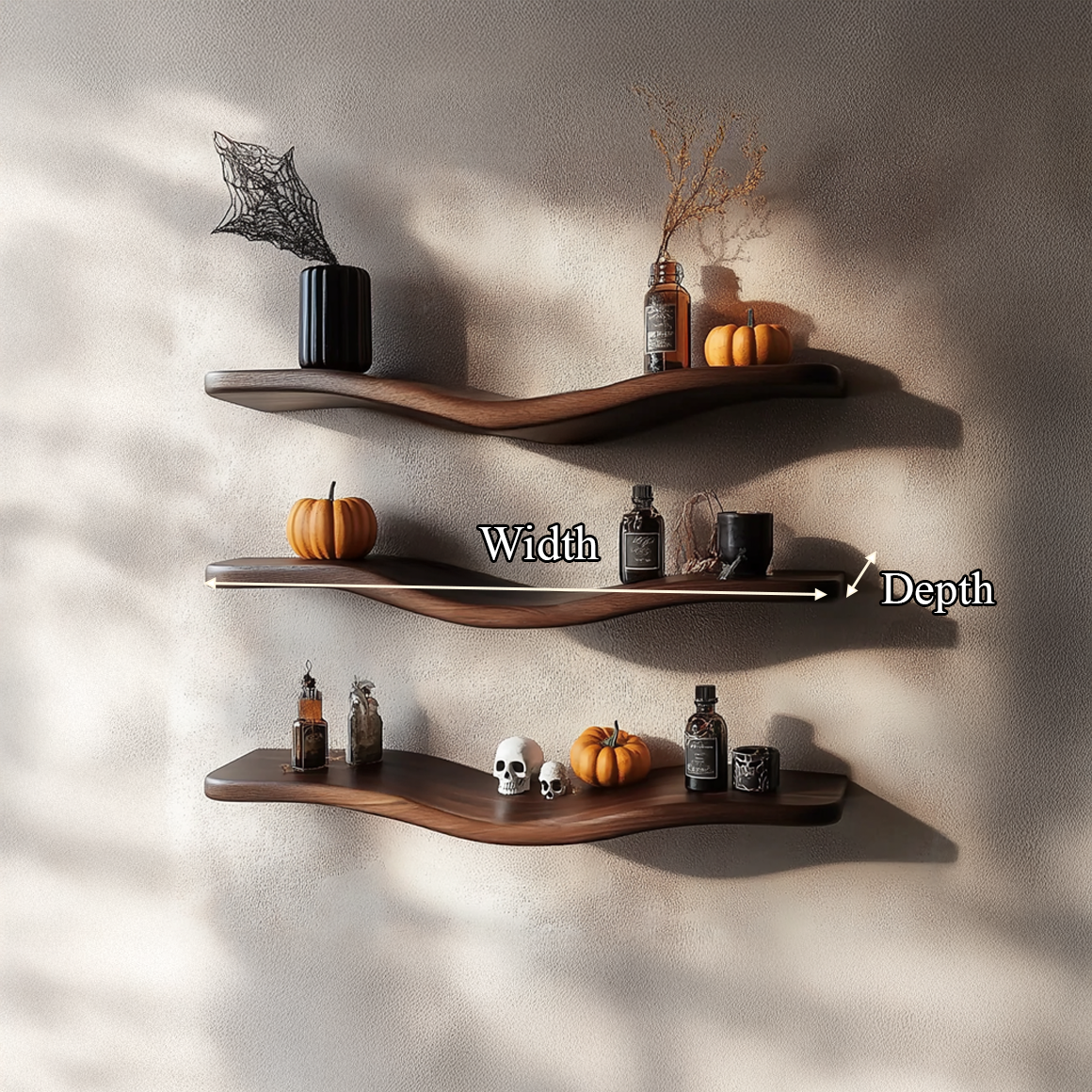 Mid Century Wavy Shelf Halloween Accent Modern Entryway SINLSAWV015