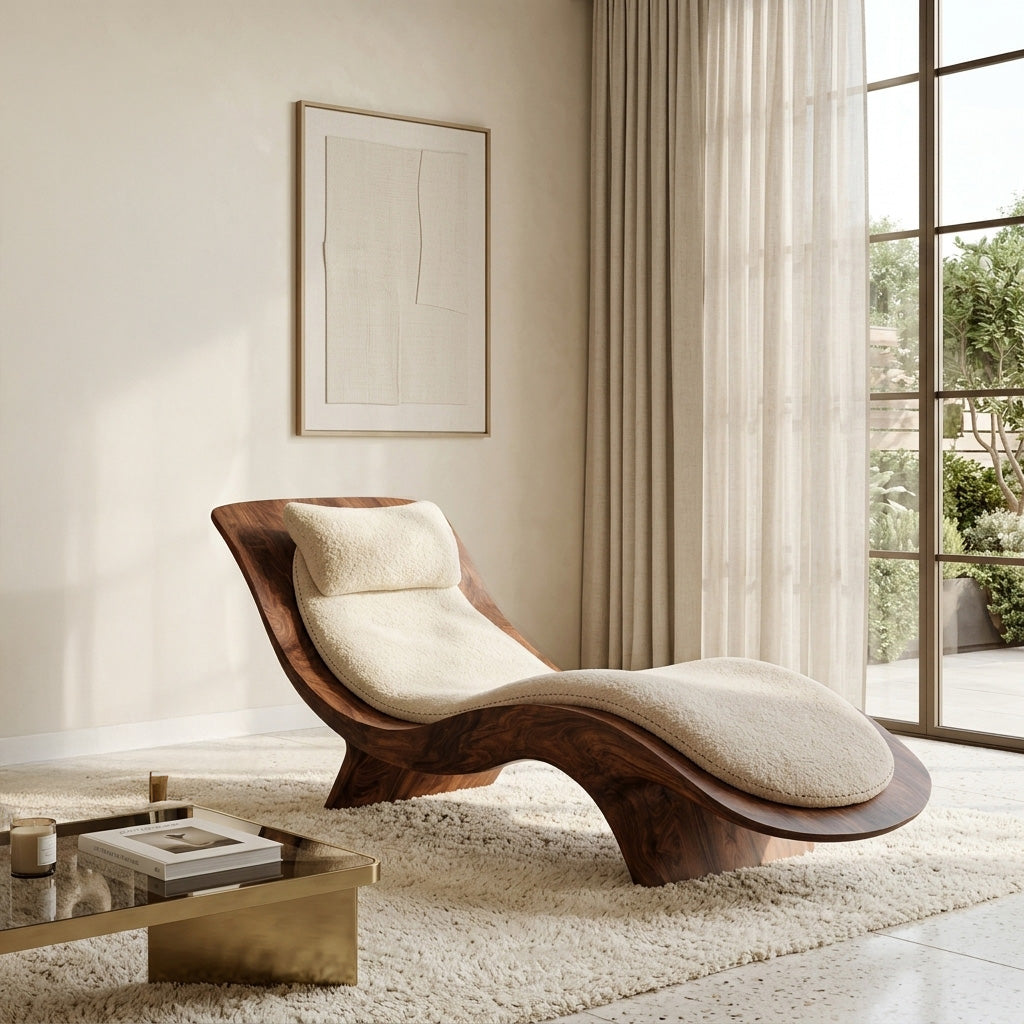 Contemporary Natural Wood Lounge Chair For Living Room RTTHHNSFA030