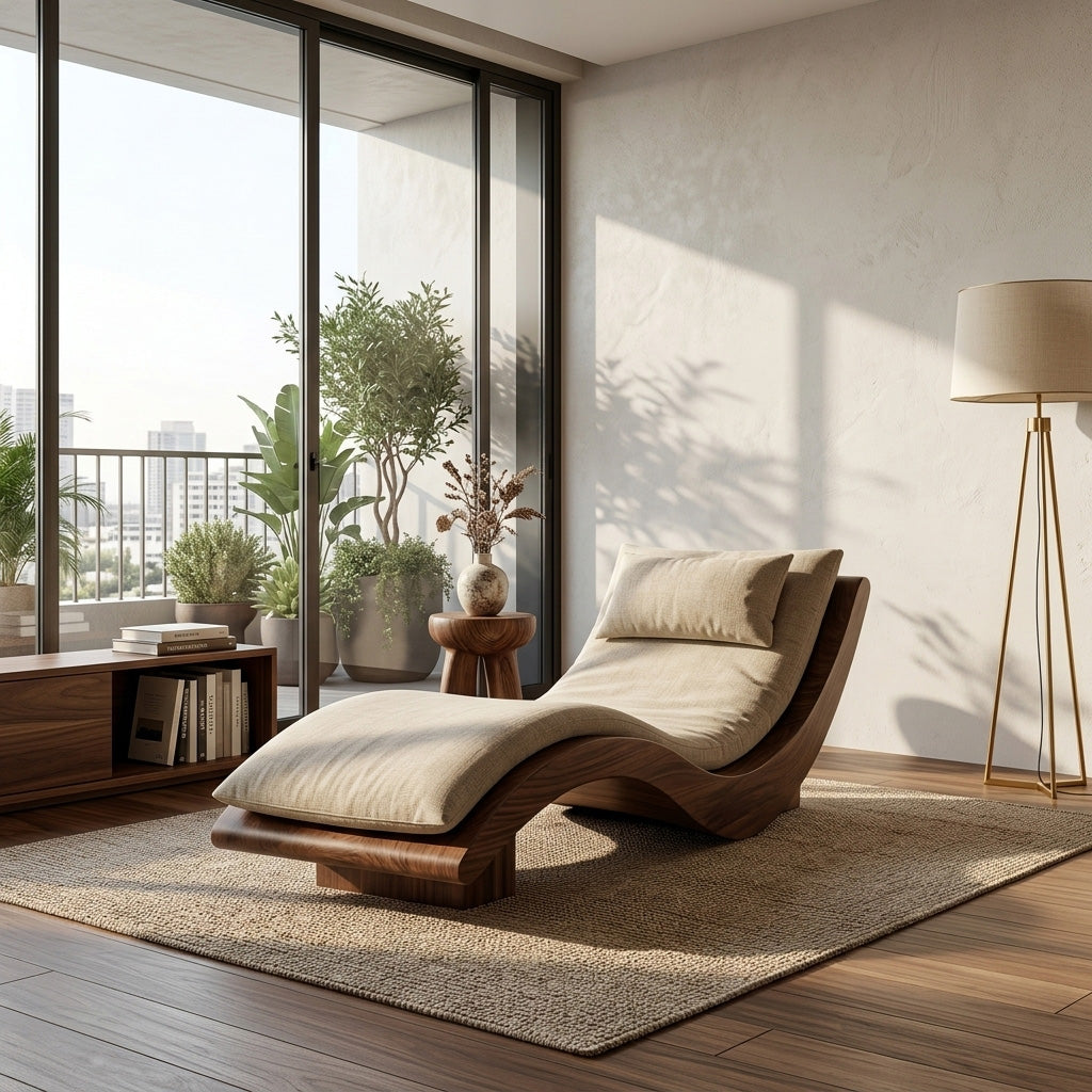 Minimalist Natural Wood Lounge Chair For Bedroom Decor RTTHHNSFA032