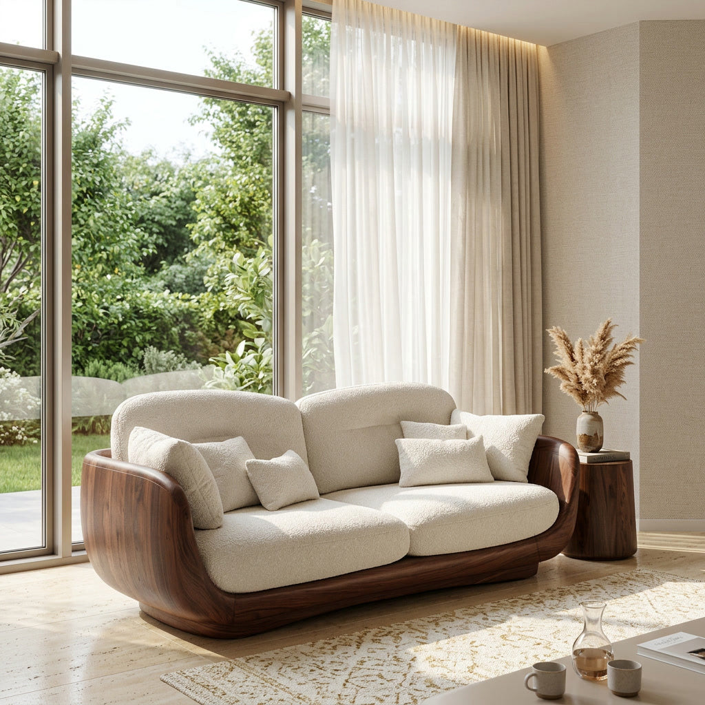 Organic Wooden Sofa With Rounded Edges For Living Room RTTHHNSFA043