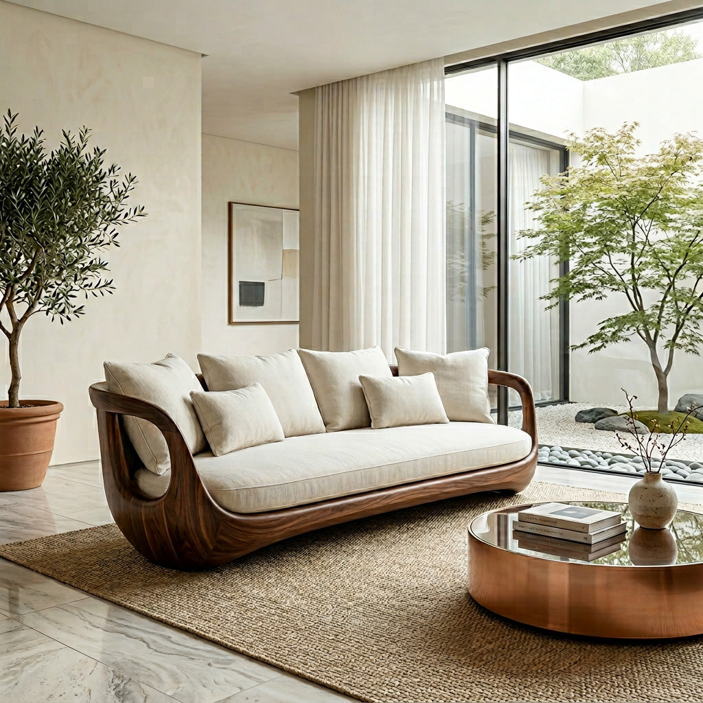 Organic Modern Sculptural Wooden Sofa For Living Room RTTHHNSFA046
