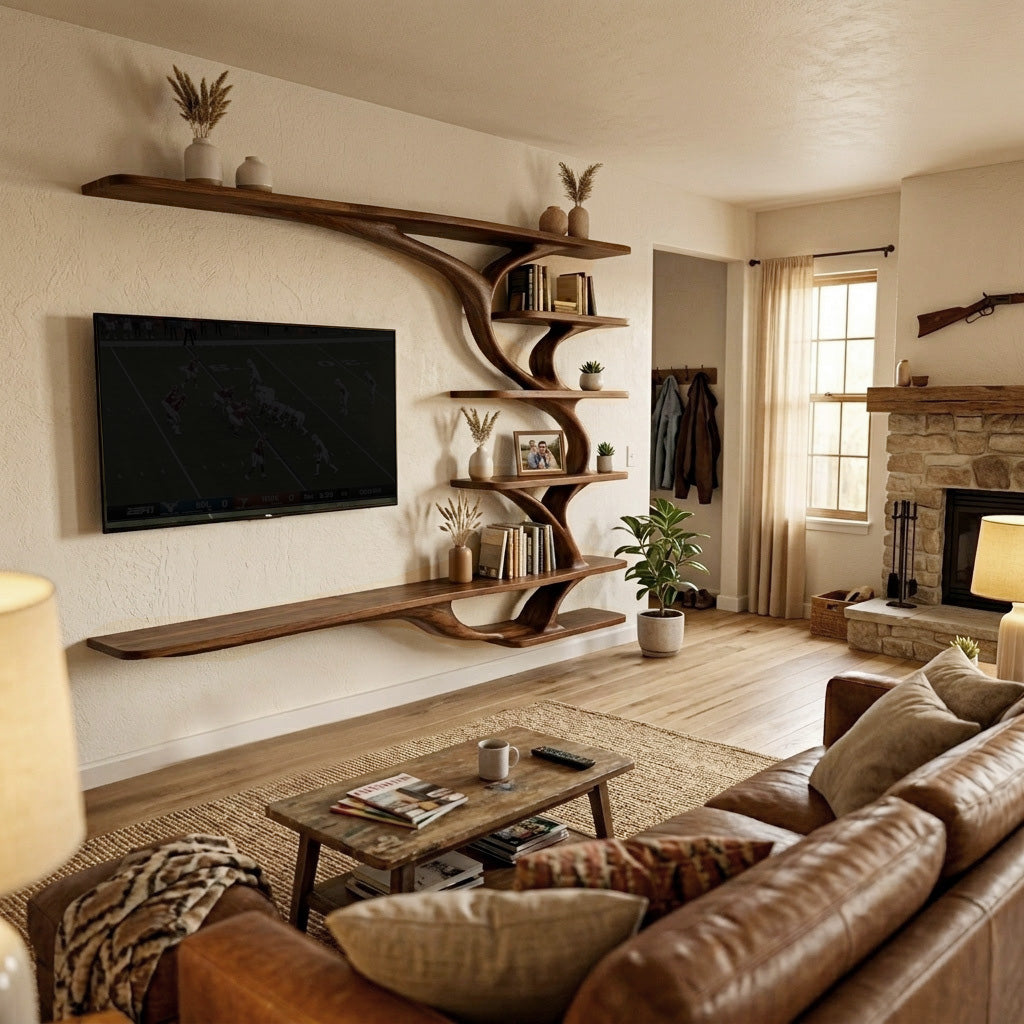 Modern Wood Wall Mounted TV Shelf For Home Style RTTHHNTVC098