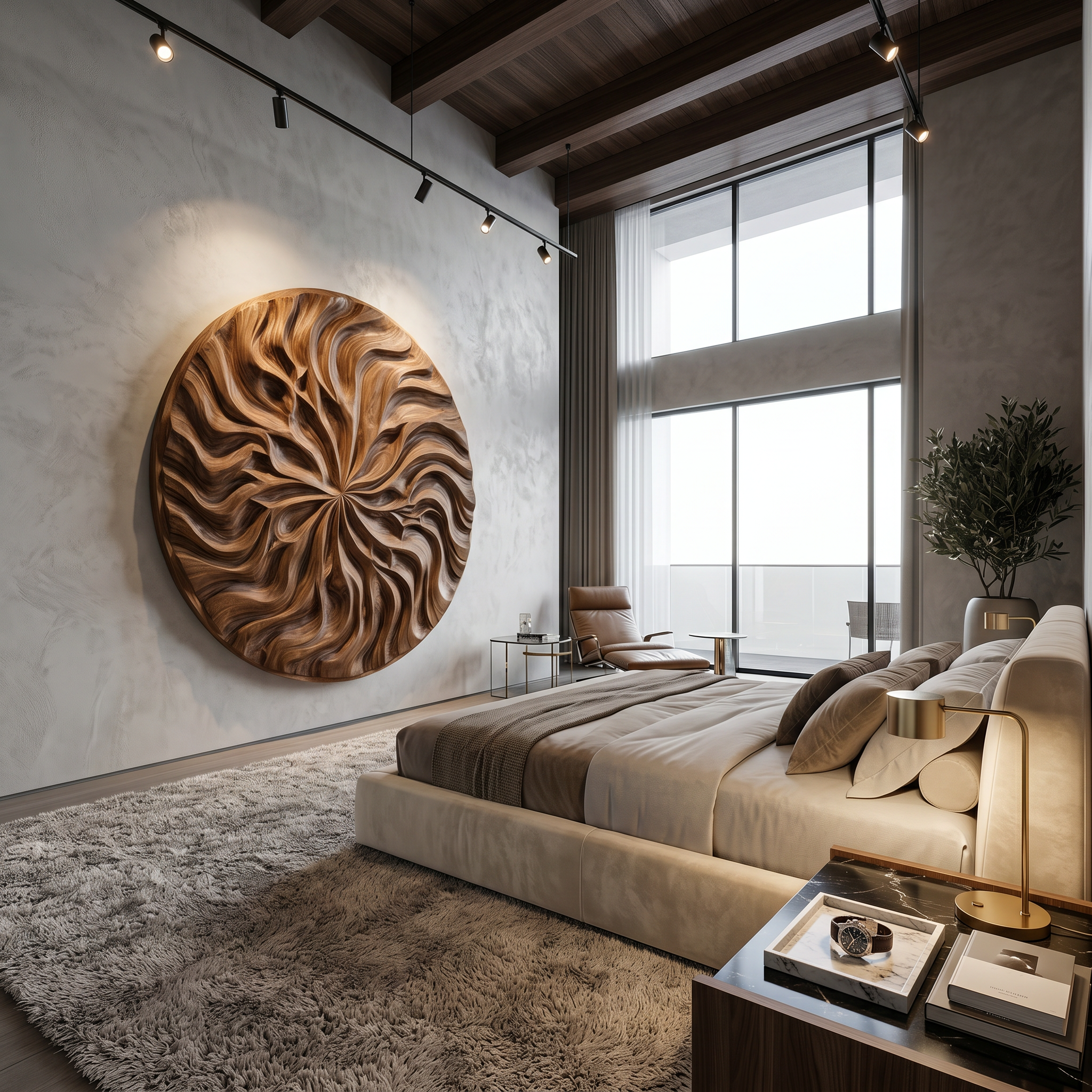 Abstract Flow Wood Wall Art Contemporary Neutral Hallway Decor SILDTTRWA118