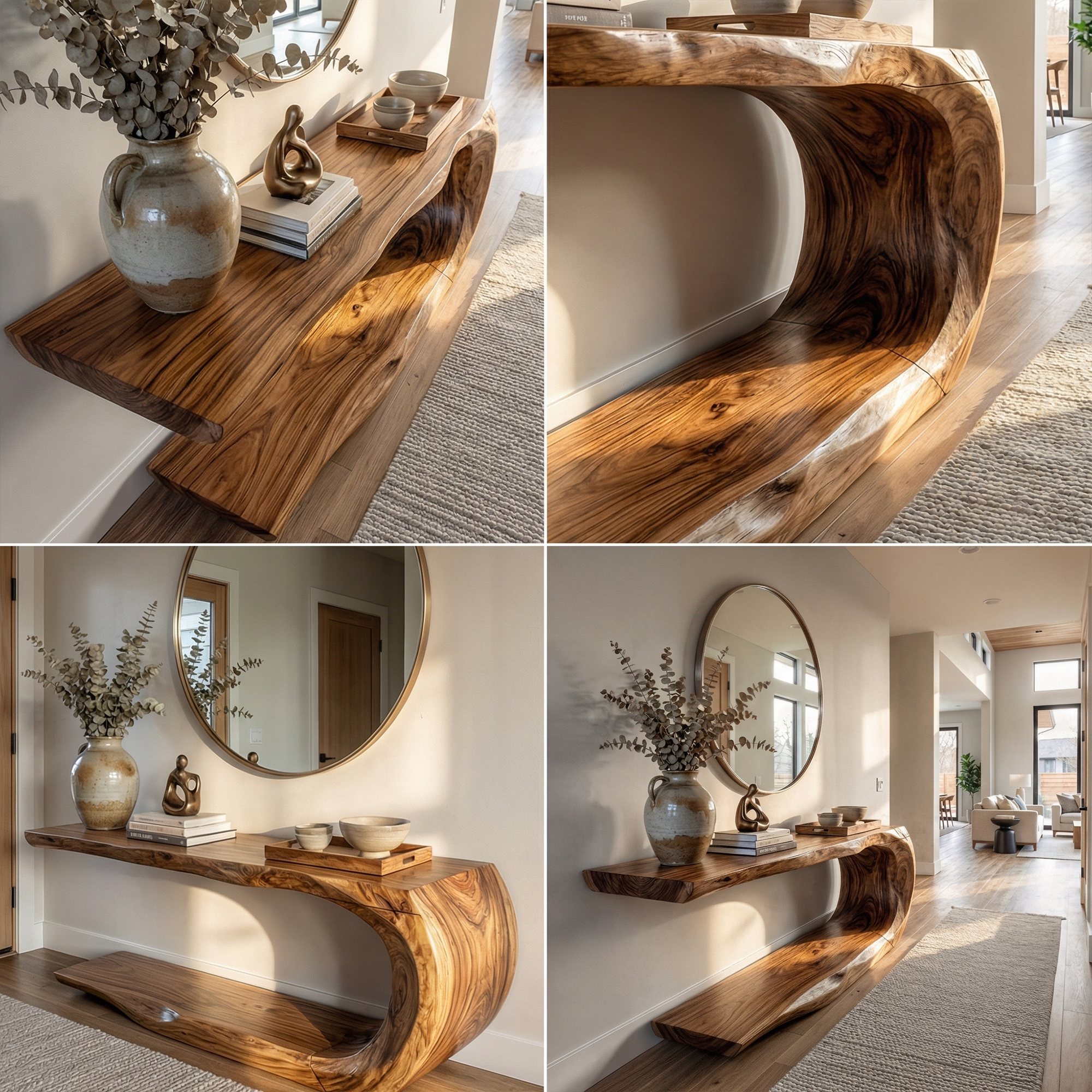Rustic Console Table Natural Wood Entryway Living Room SINLKICS534