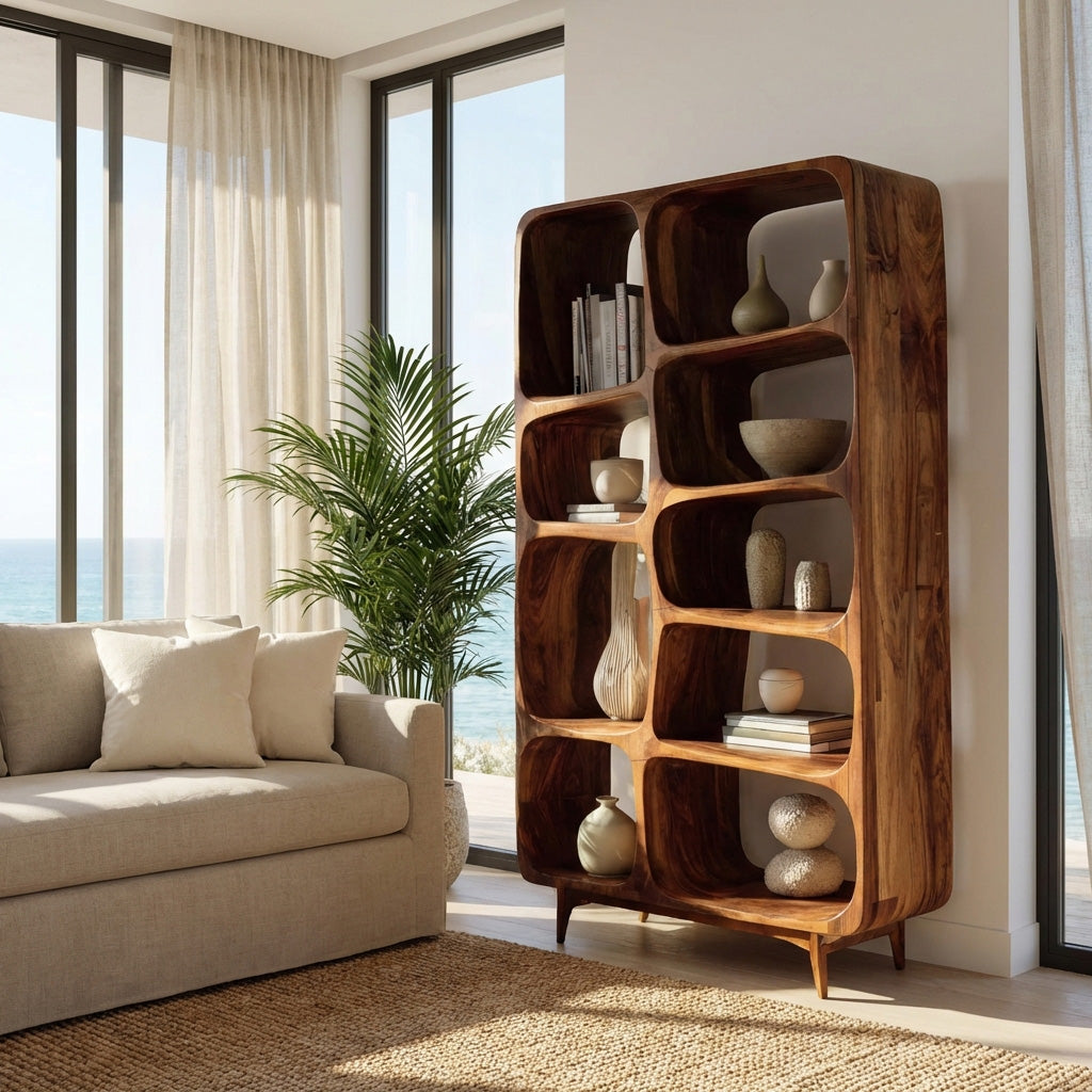 Contemporary Solid Wood Bookshelf For Coastal Interior RTTHHNBS136