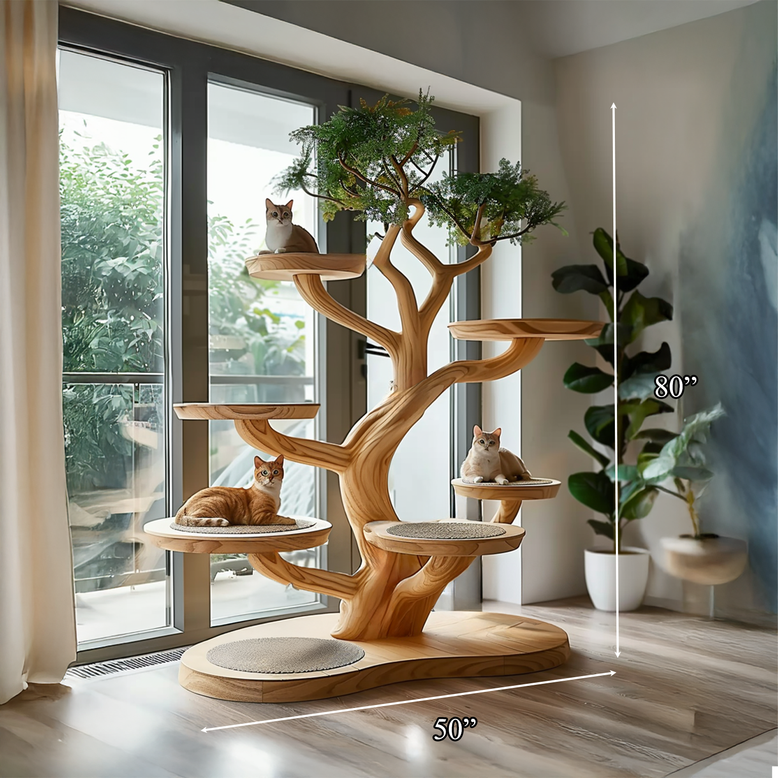 Cat Shelf Wall Natural Living Room Decor room Perfect Pet Gift SINLTT022