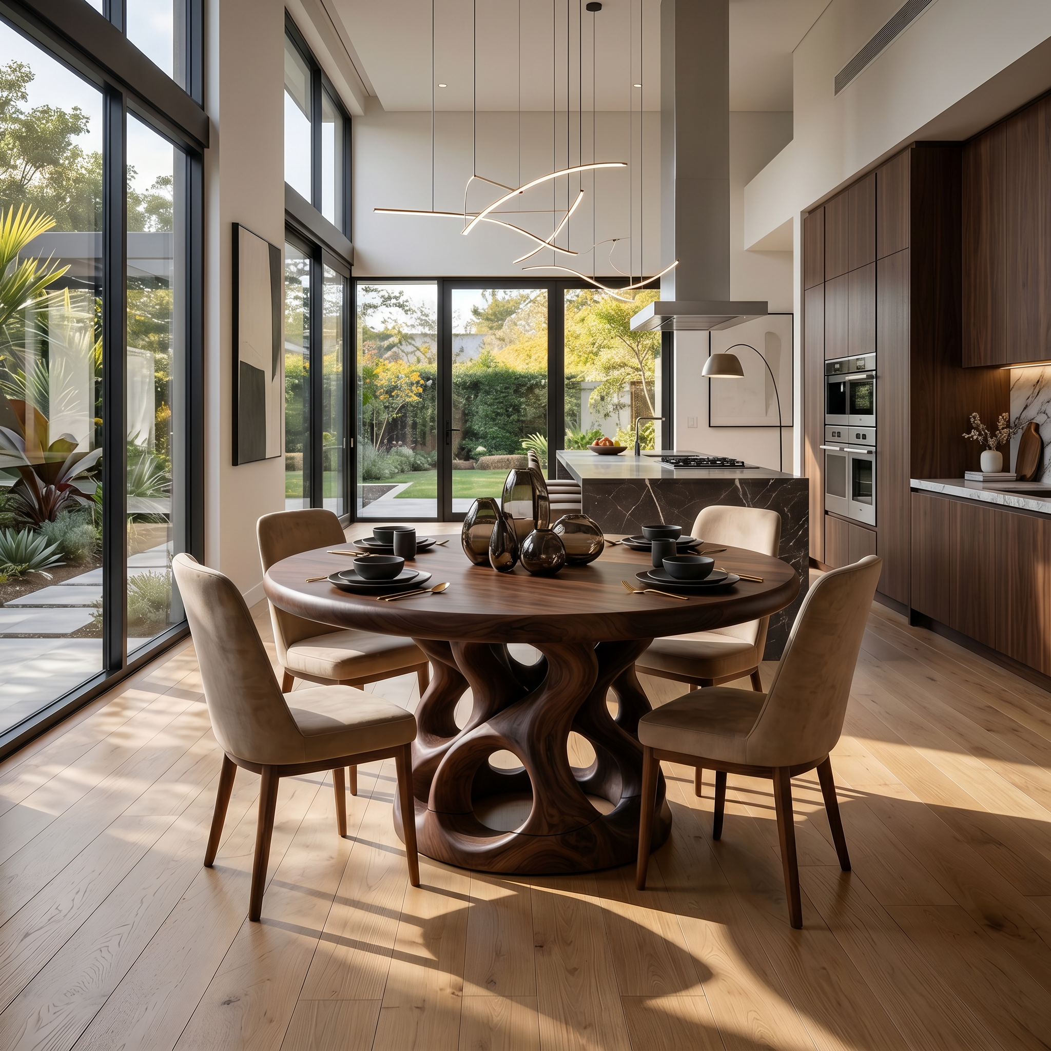 Sculptural Round Kitchen Table For Garden View Room SILDTTRDN065