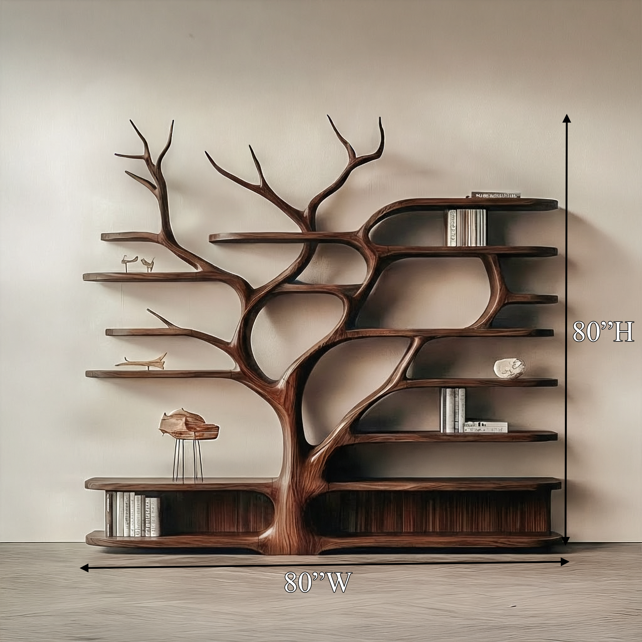 Rustic Artistic Storage Tree Bookshelf For Study Room Or Home Office SINLSATB697