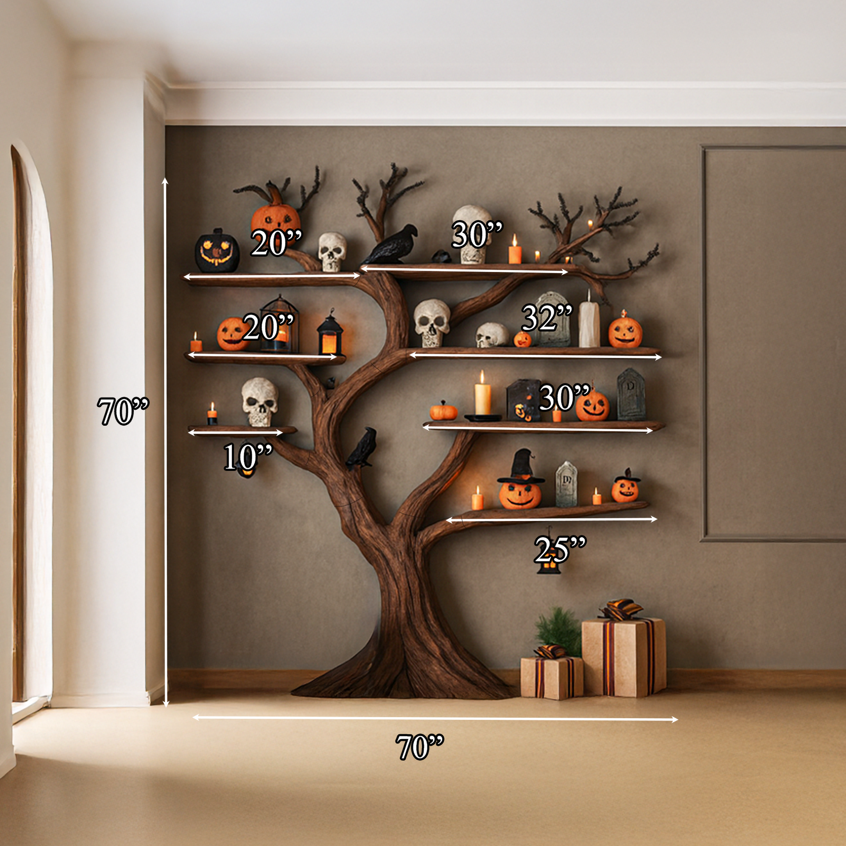 Rustic Tree Bookcase Entryway Halloween SINLSATB264