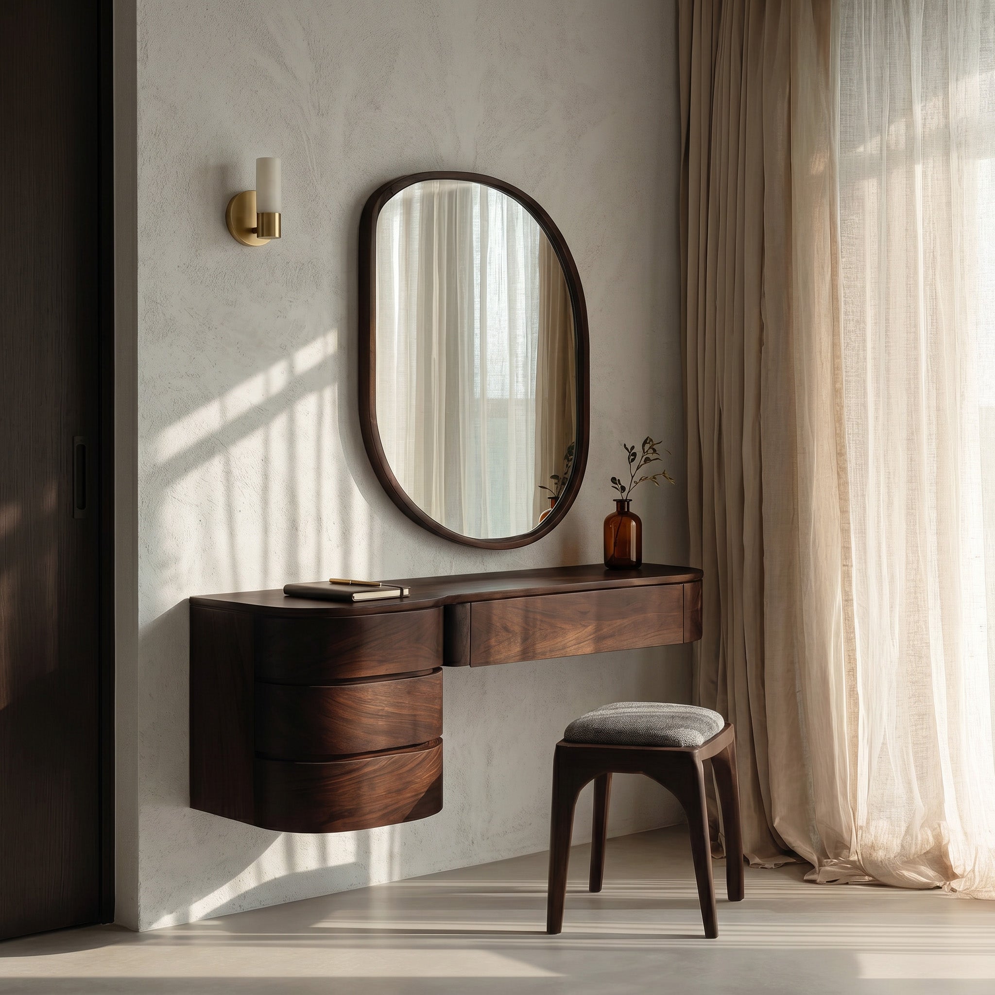 Minimalist Wall Mounted Vanity With Drawer For Sunlit Bedroom RTTHHNVAN021