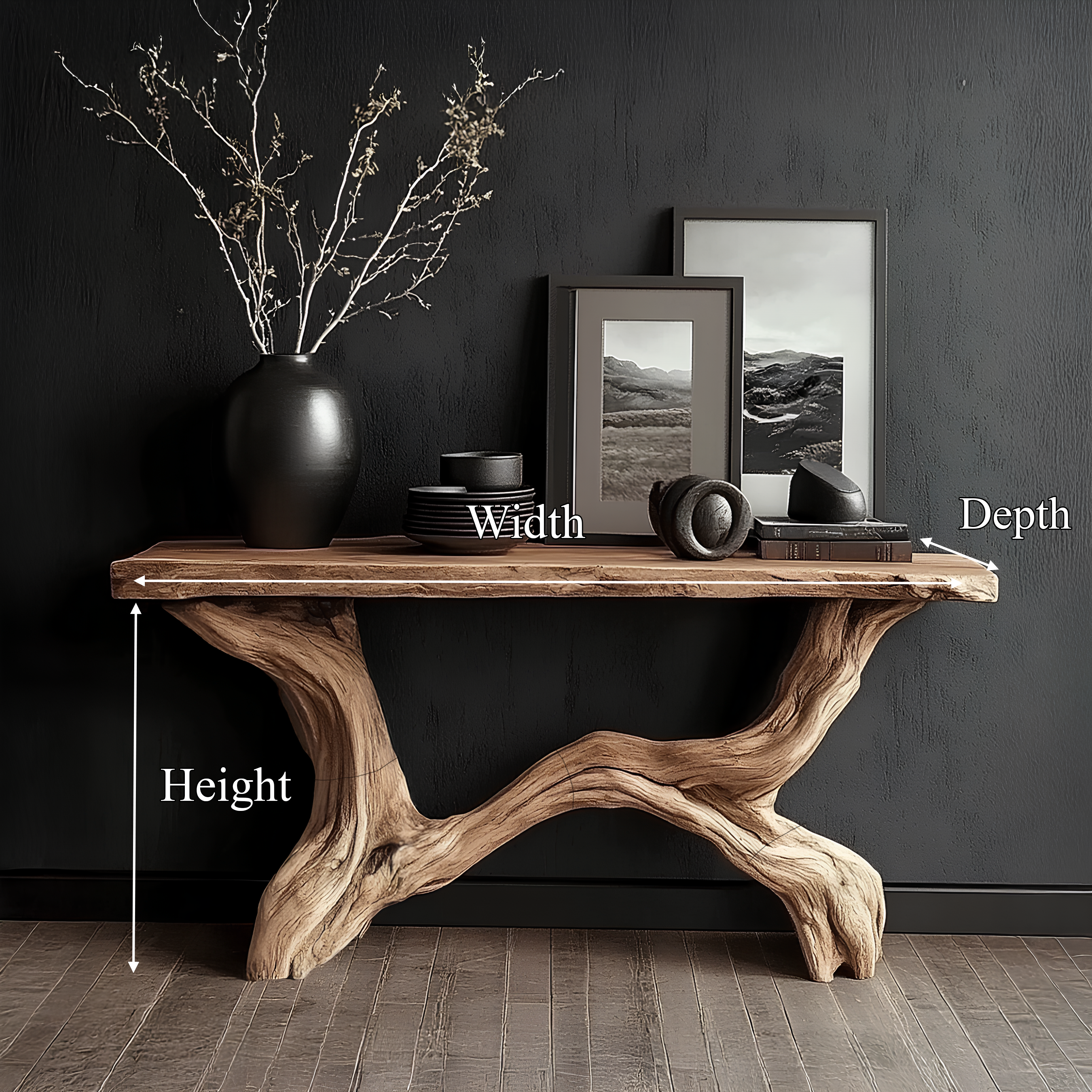 Live Edge Console Table Solid Wood Rustic Driftwood Gift SINLSACS088