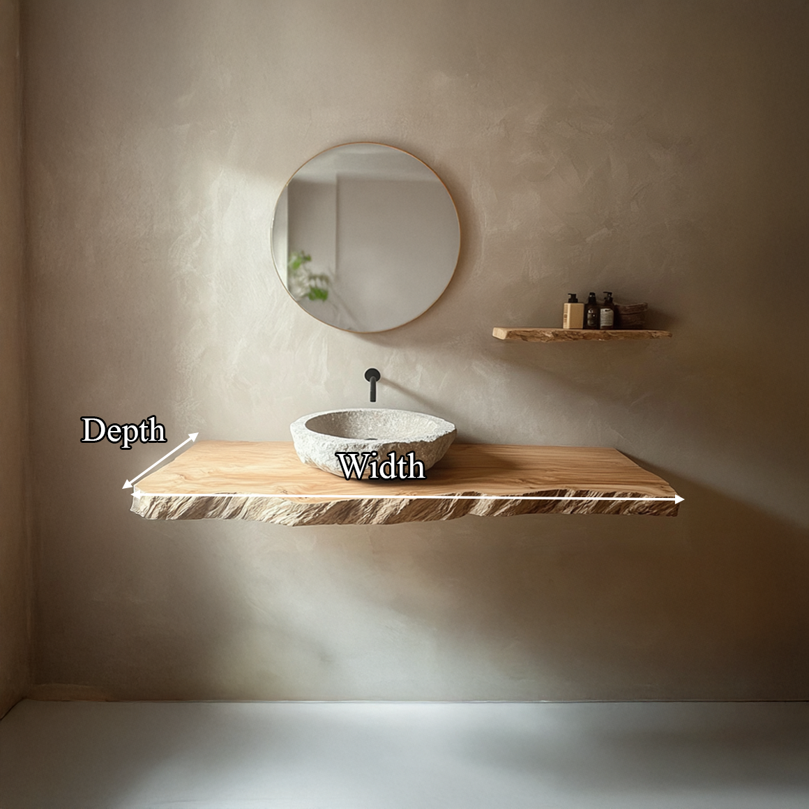 Rustic Shelf Natural Edge Vanity Bathroom SINLSABRV173