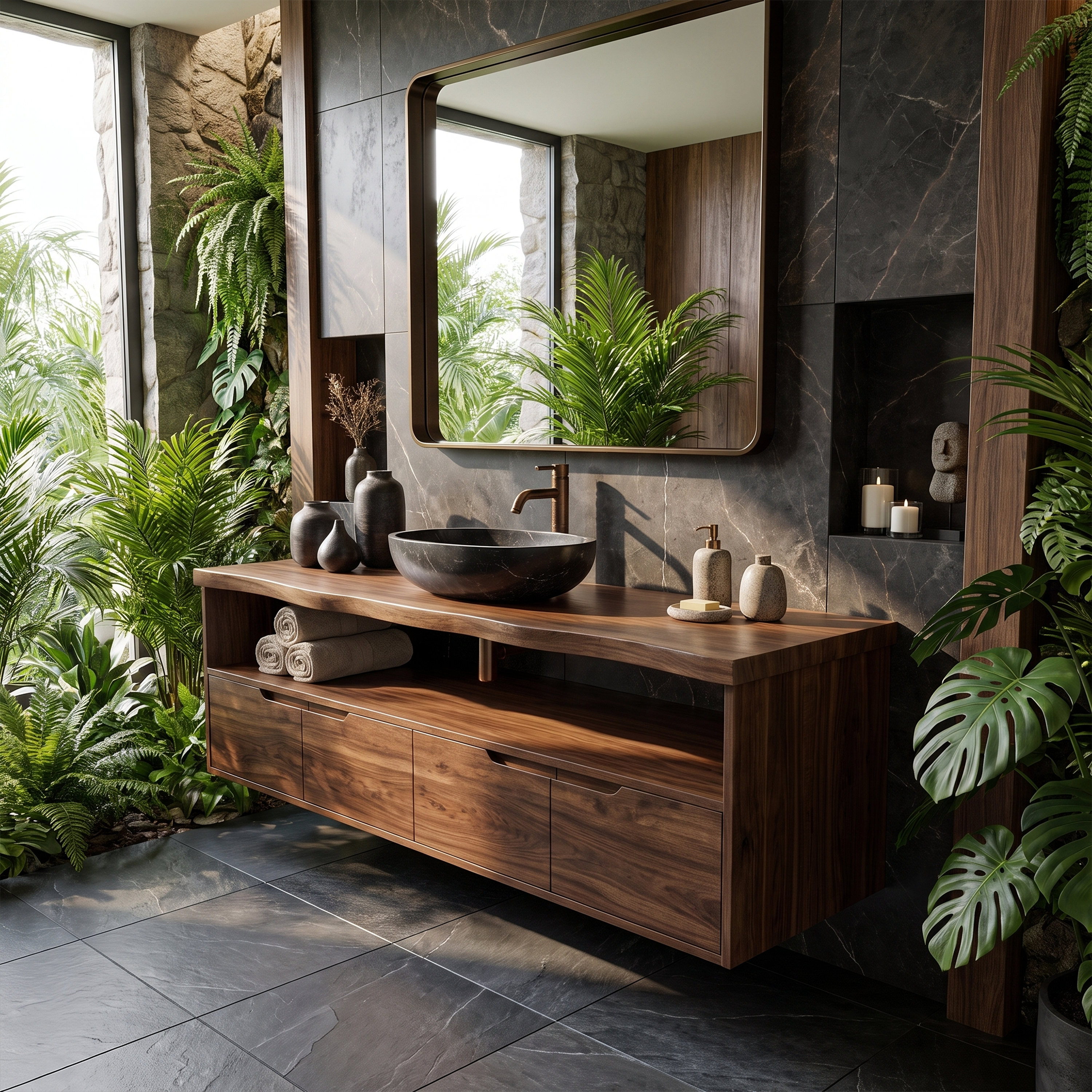 Mediterranean Floating Bathroom Cabinet Villa Bathroom SILDTTRBRV199