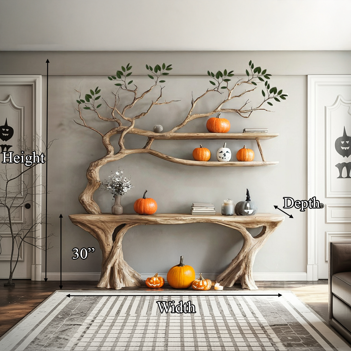Rustic Halloween Tree Console Table Living Room SINLSAHW019