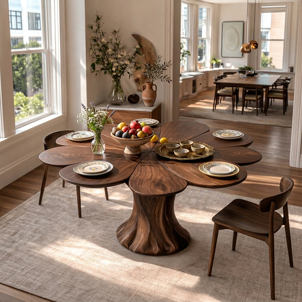 Modern Wooden Dining Table With Flower Shape For Kitchen RTTHTTDN050