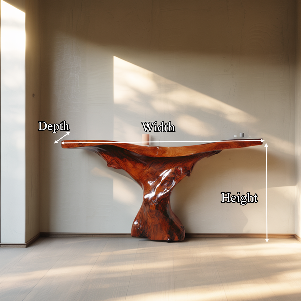 Mid Century Console Table Sculptural Wood Base Art Gallery SINLSACS379