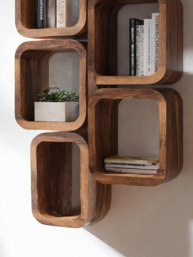 Modern Wall Mounted Bookshelf With Square Design For Living Room SITHHNFL016