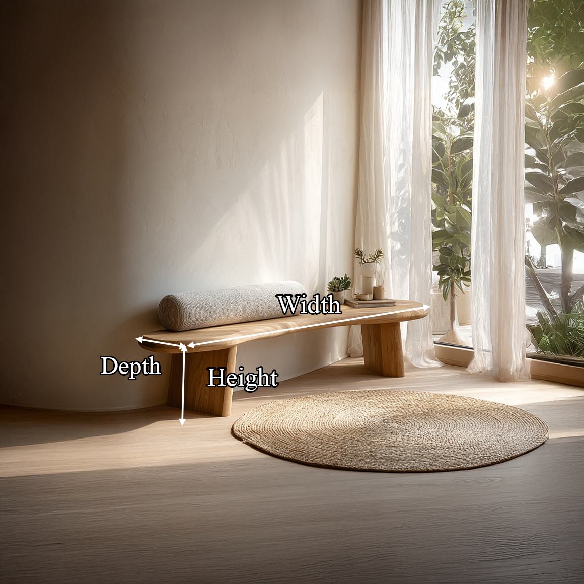 Mid Century Wooden Bench Living Room Entryway SINLSARS034