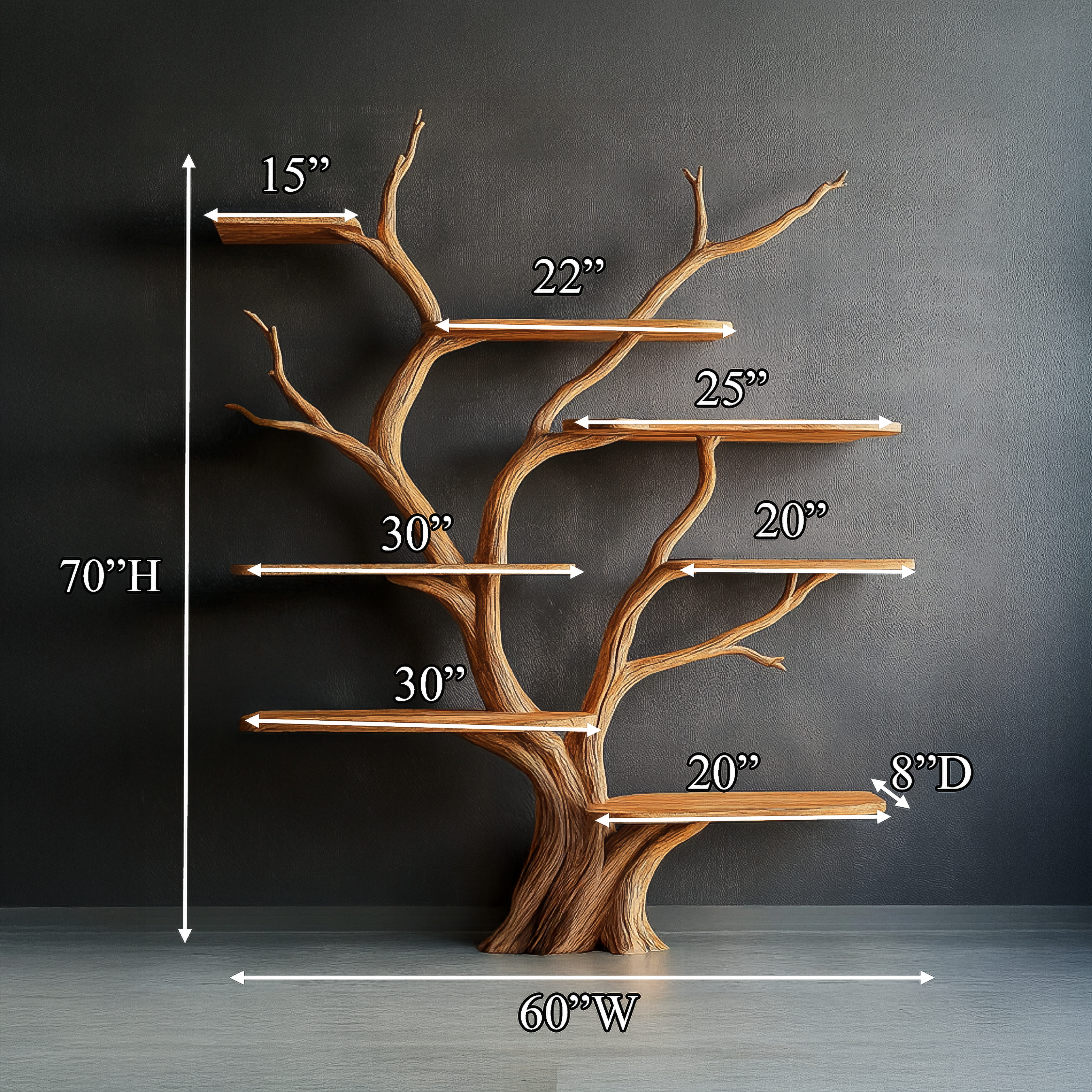 Rustic Organic Tree Bookshelf Contemporary Home Decor SINLSATB561