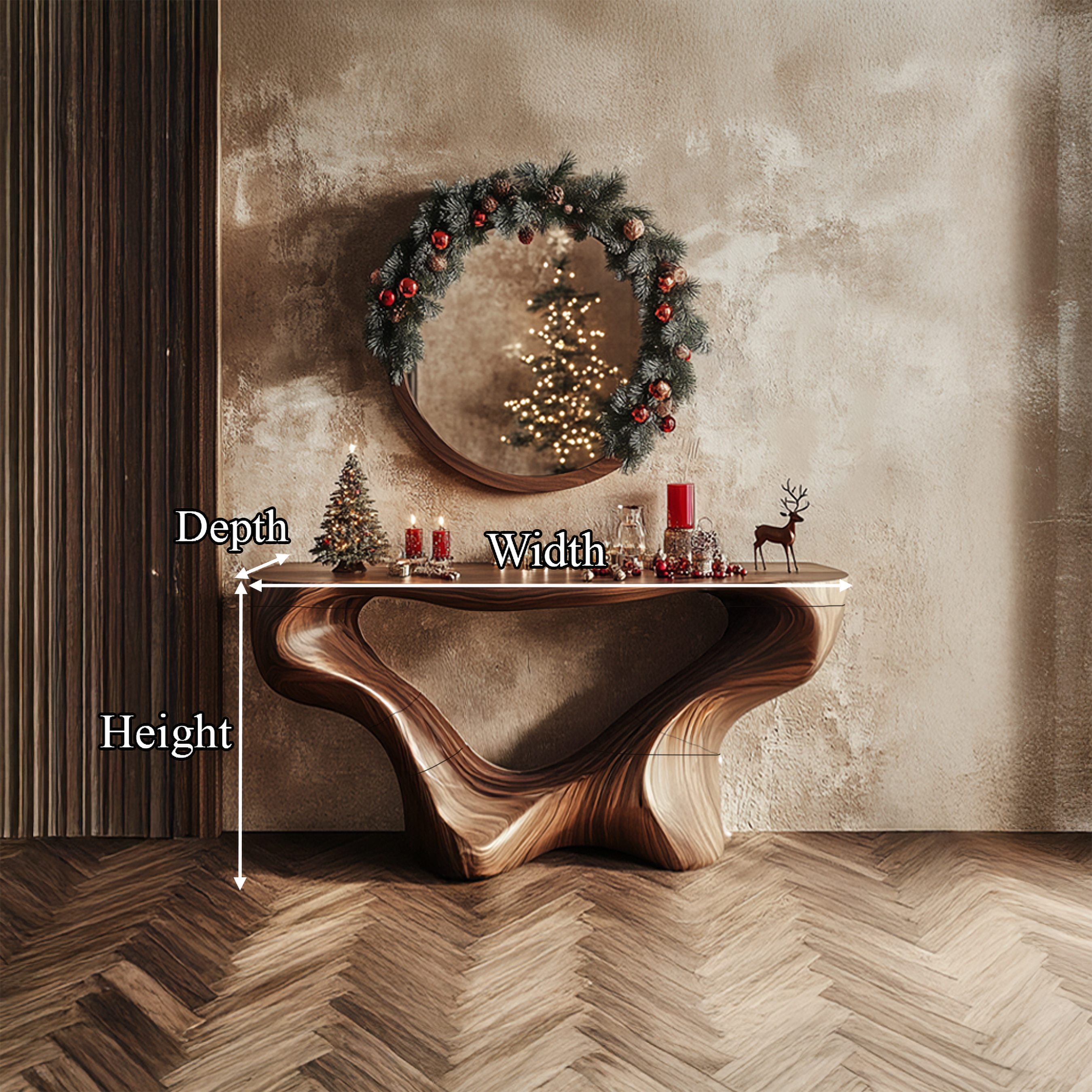 Mid Century Organic Console Table Christmas Entryway SINLSACS298