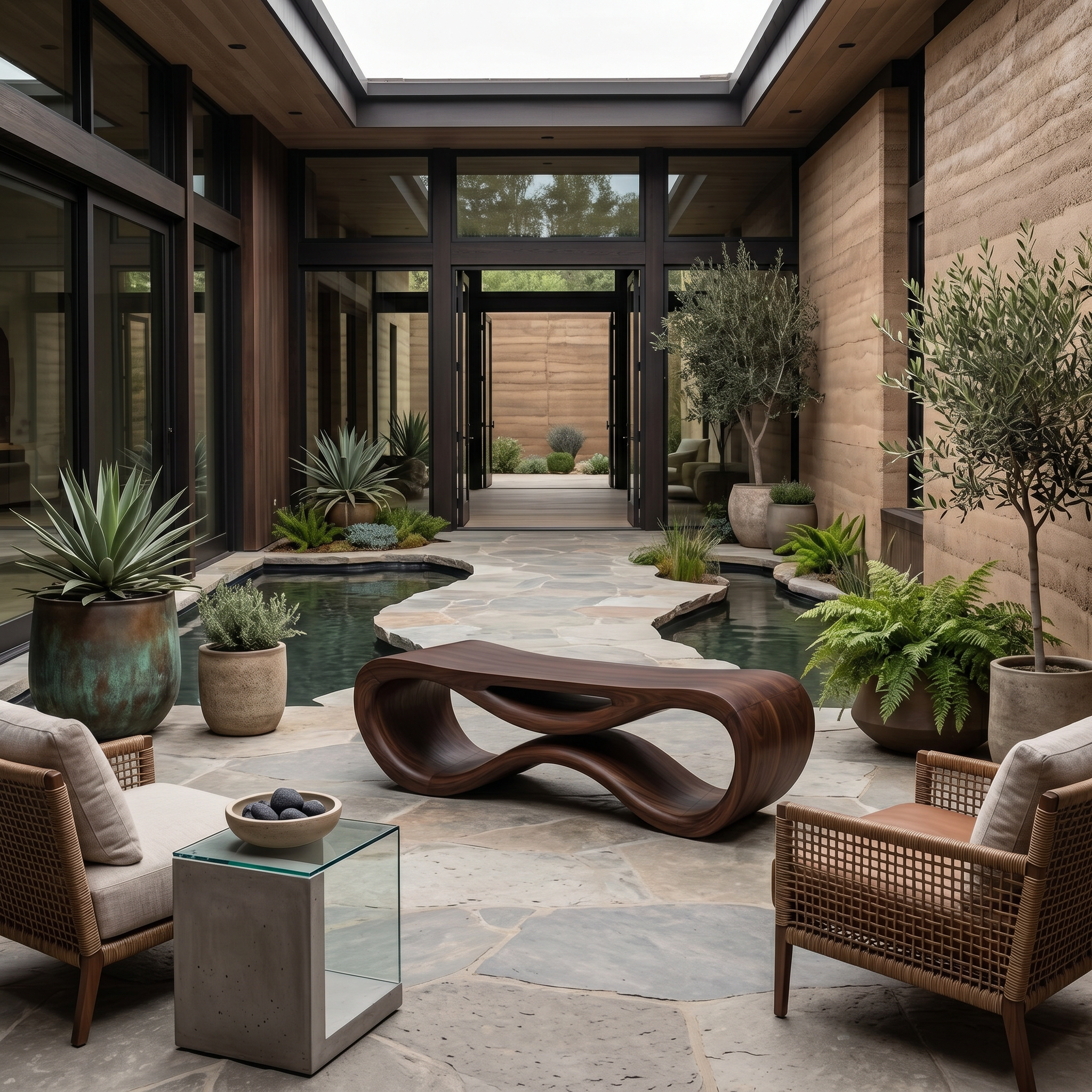 Contemporary Sculptural Outdoor Bench For Patio Or Garden Decor SITHTTGDB008
