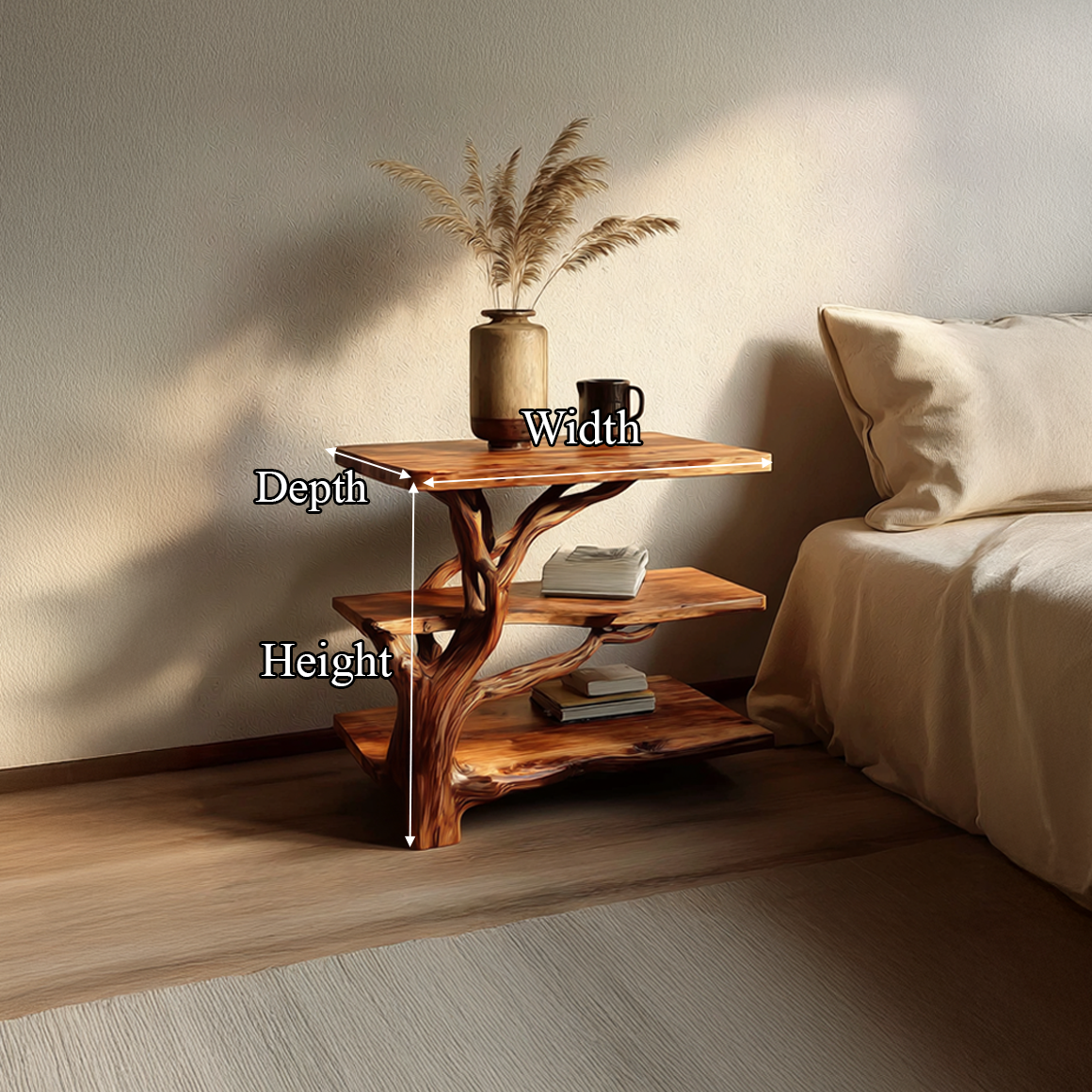 Rustic Tree Bedside Table Bedroom SINLSABT073