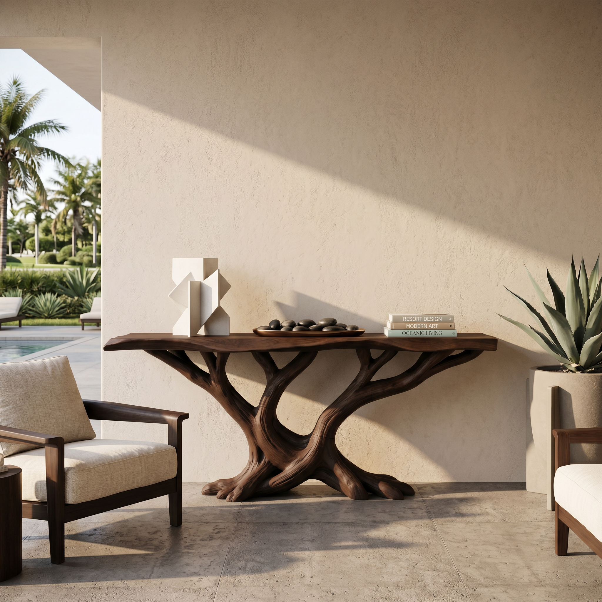 Organic Twisted Wood Console Table Contemporary Hallway SILDTTRCS101