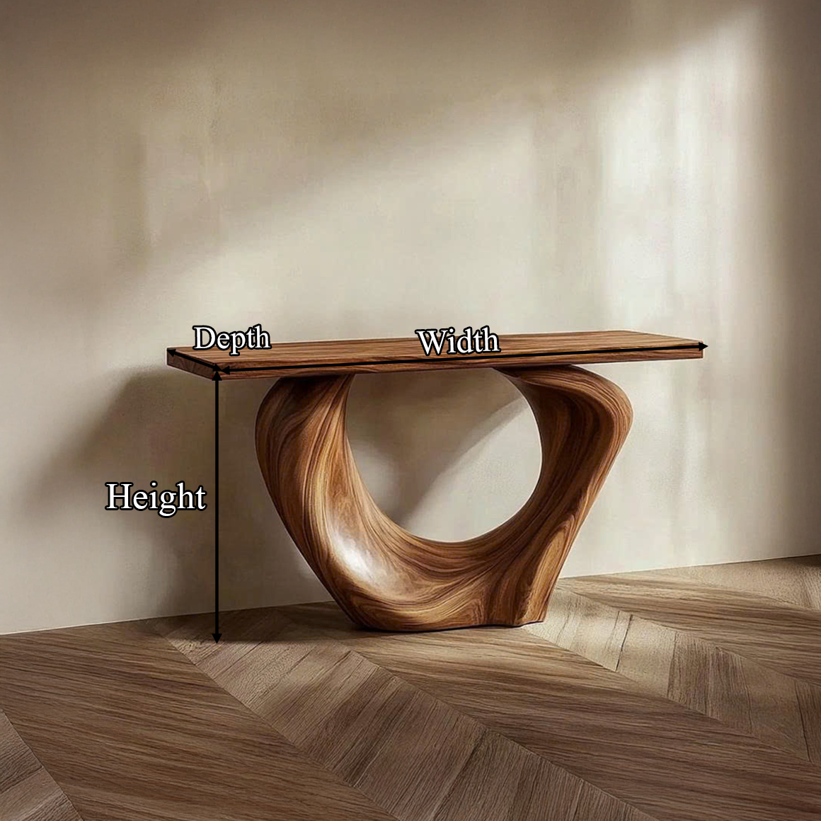 Mid Century Entry Table Curved Wood Slab Foyer SINLSACS395