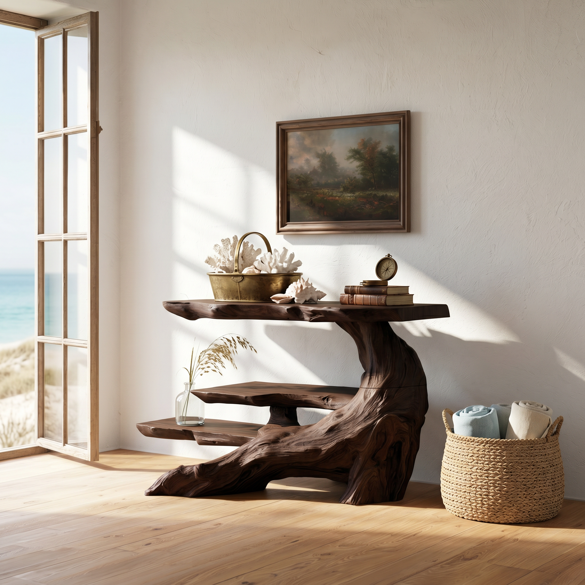 Rustic Black Wood Console Table For Coffee Bar Styling SILDTTRCS065
