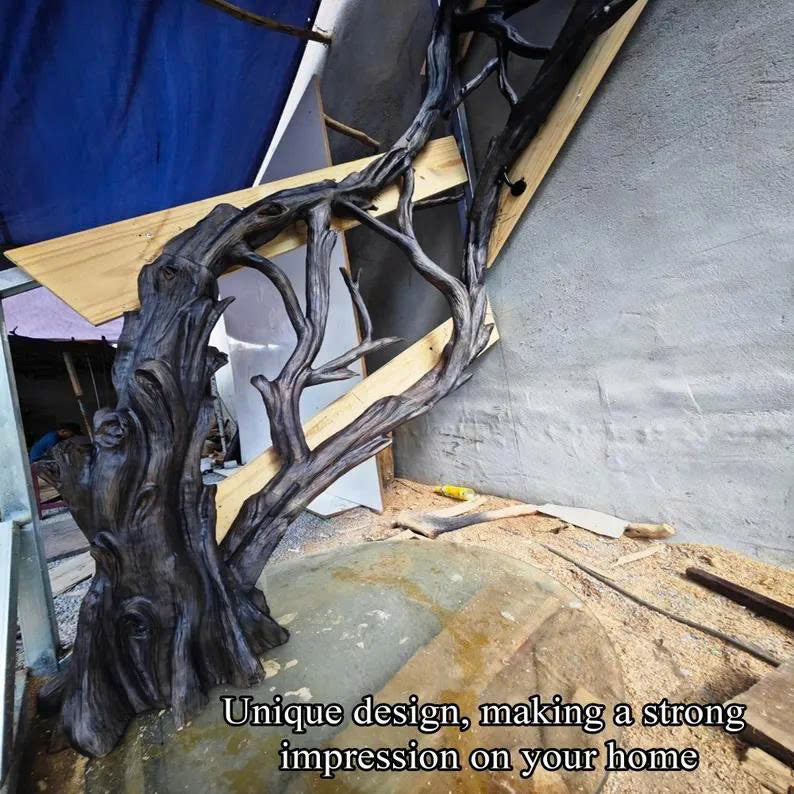 Mid Century Handcrafted Wooden Staircase Hallway SINLSAST003