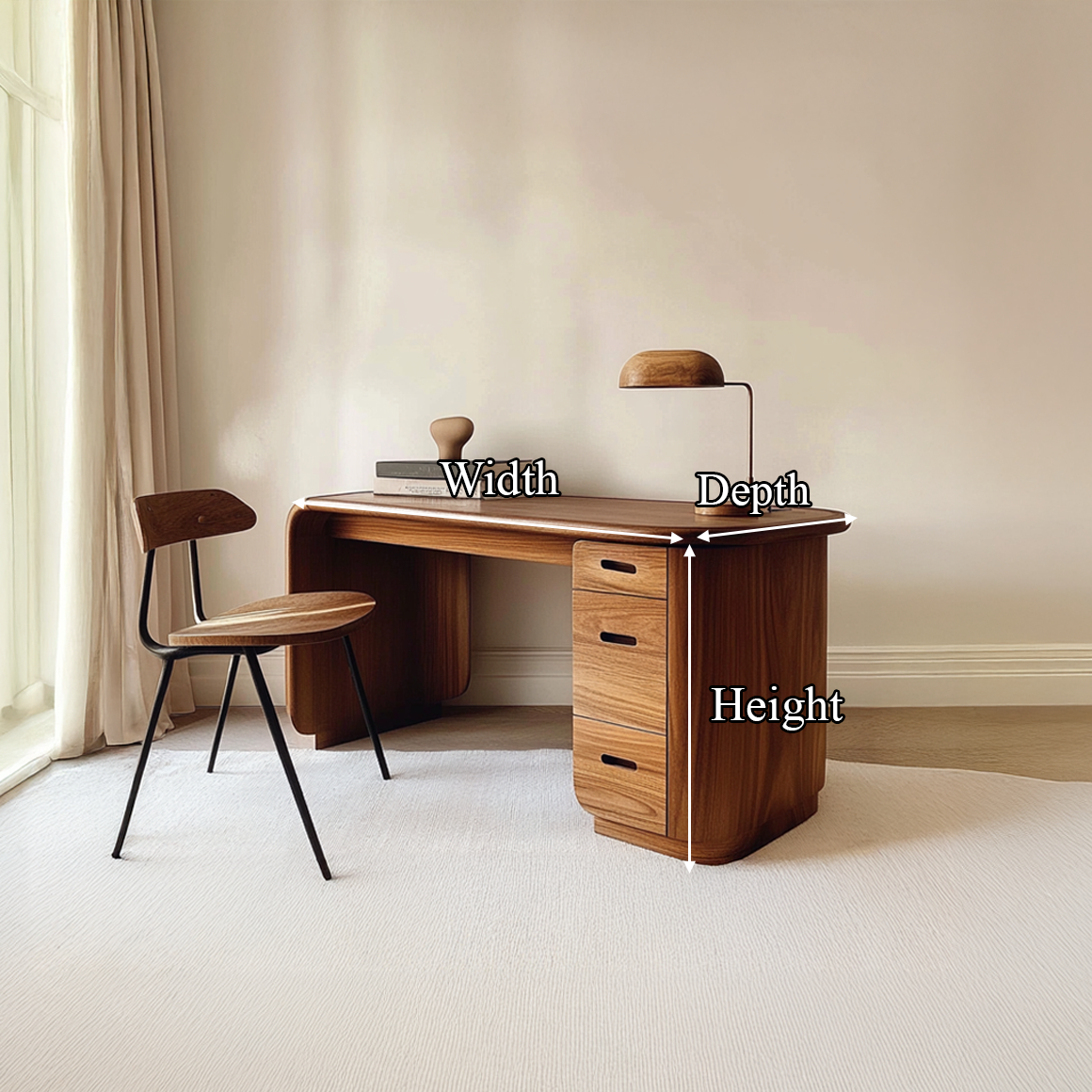 Mid Century Soft Modern Work Desk Bedroom And Home Office SINLSADK053