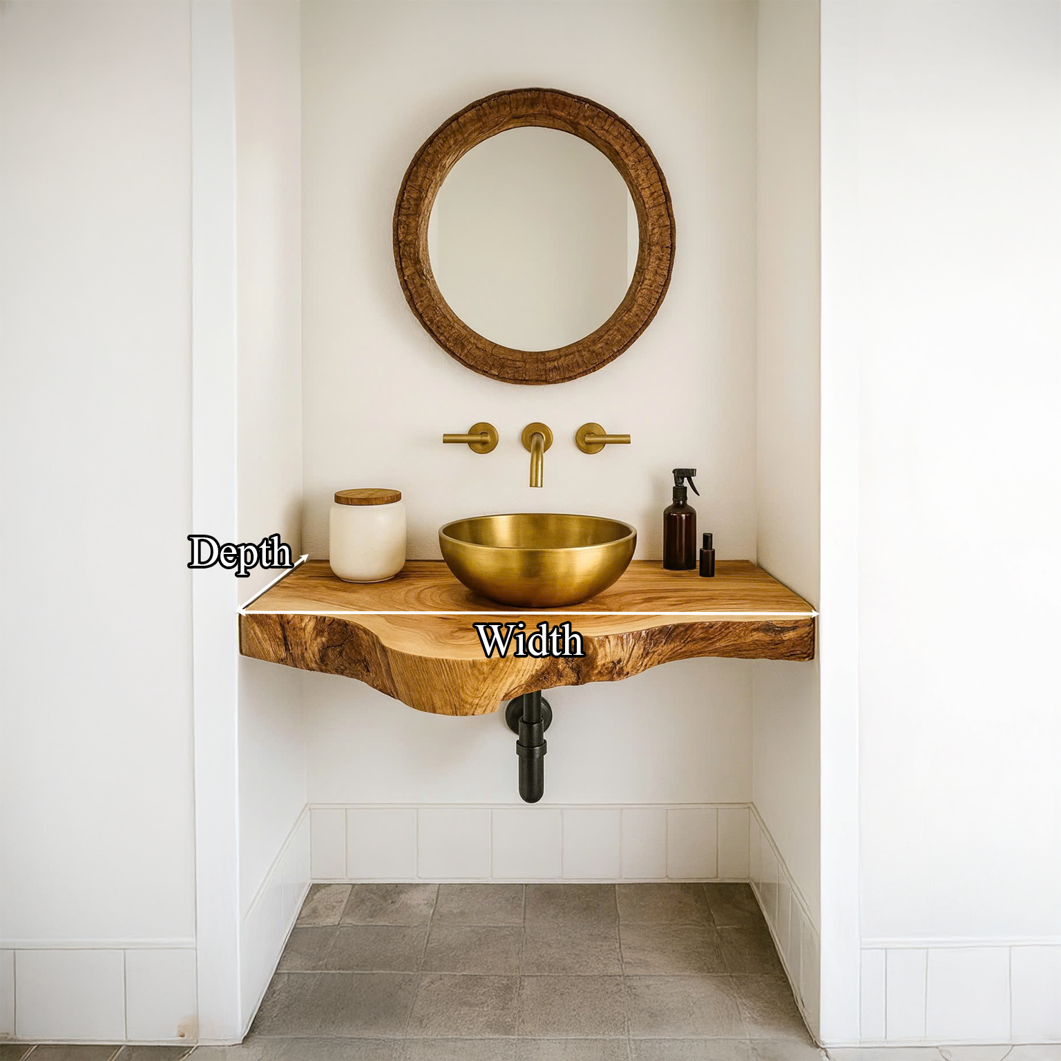 Rustic Floating Shelf Live Edge Vanity Bathroom SINLSABRV097