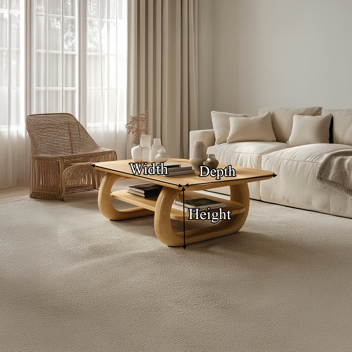 Scandinavian Curved Coffee Table Living Room Sitting Room SINLSACF238