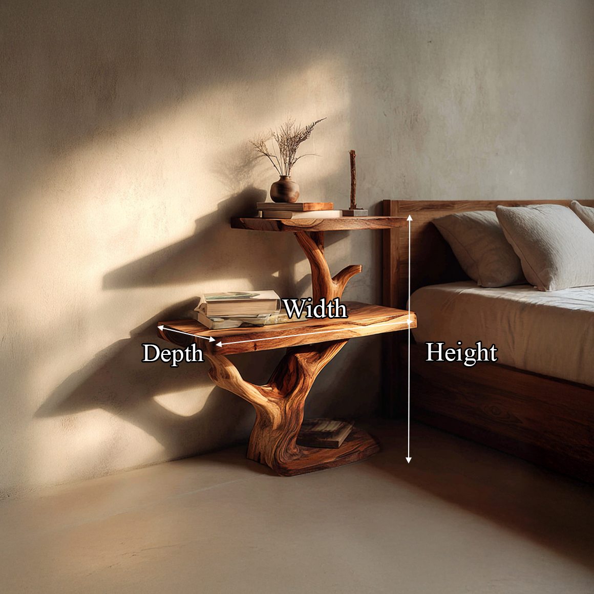 Rustic Tree Nightstand Bedroom Guest Room SINLSABT076
