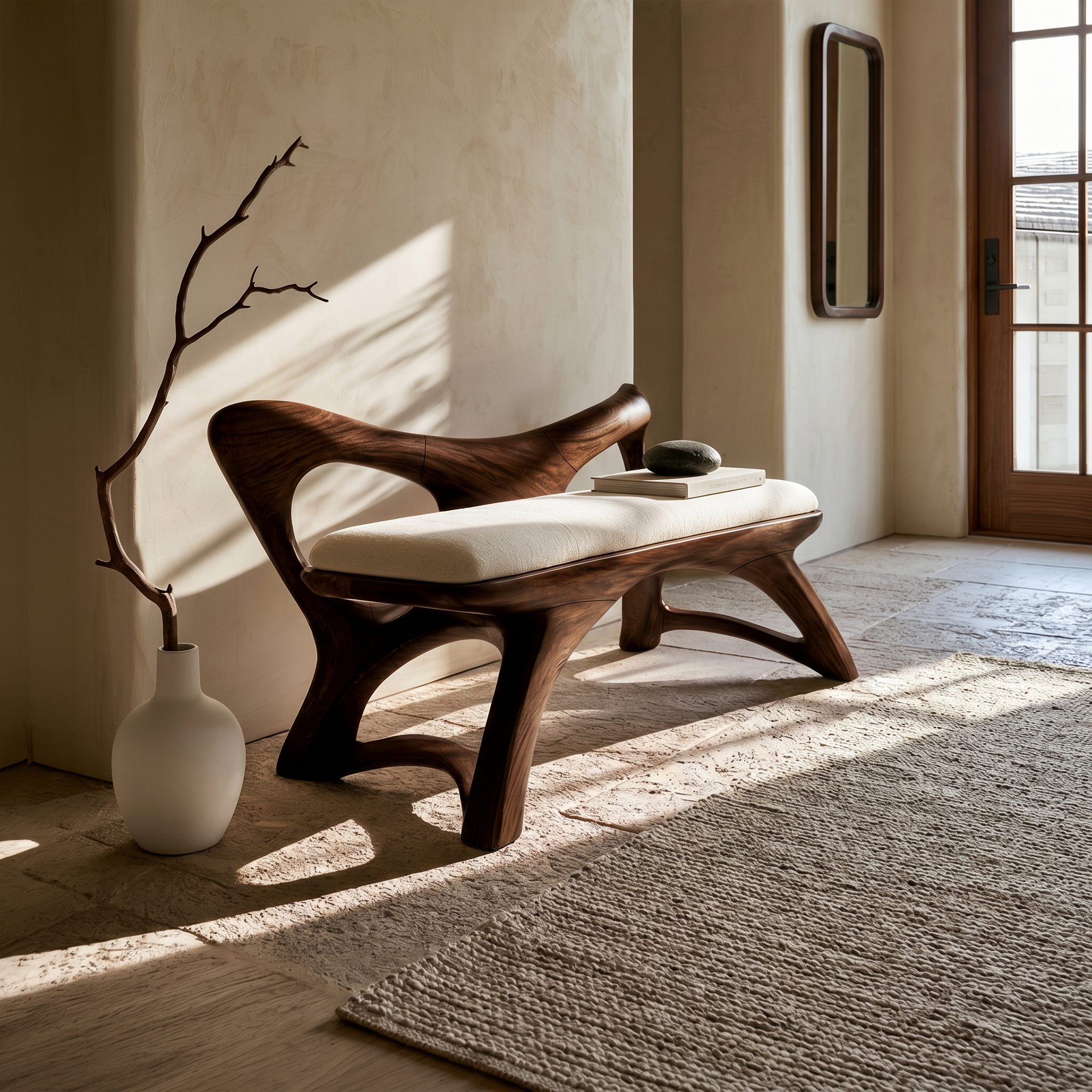 Organic Modern Wooden Bench Luxury Entryway SILDTTRBEN053