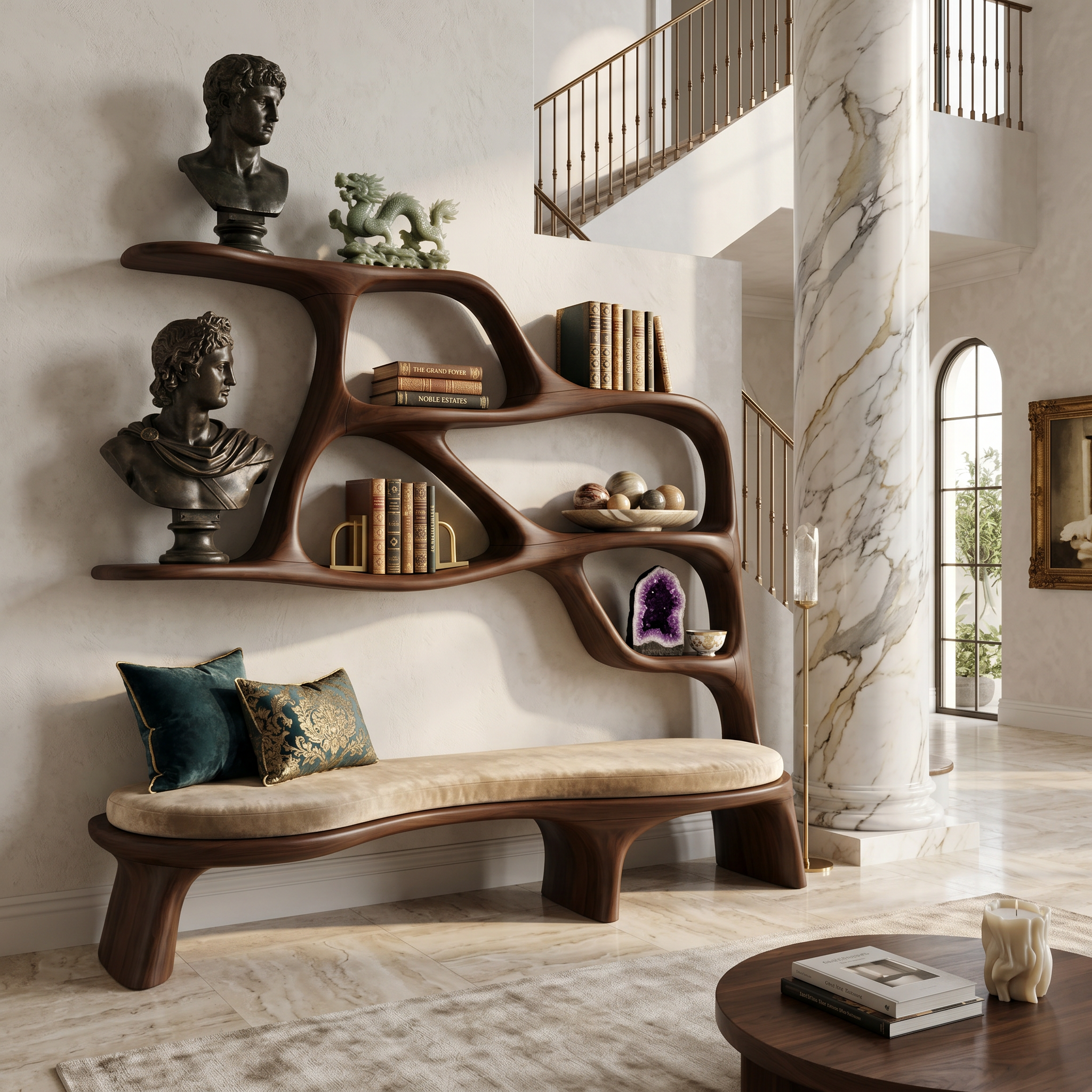 Minimalist Window Seat Bookcase For Modern Bedroom SILDTTNBS058