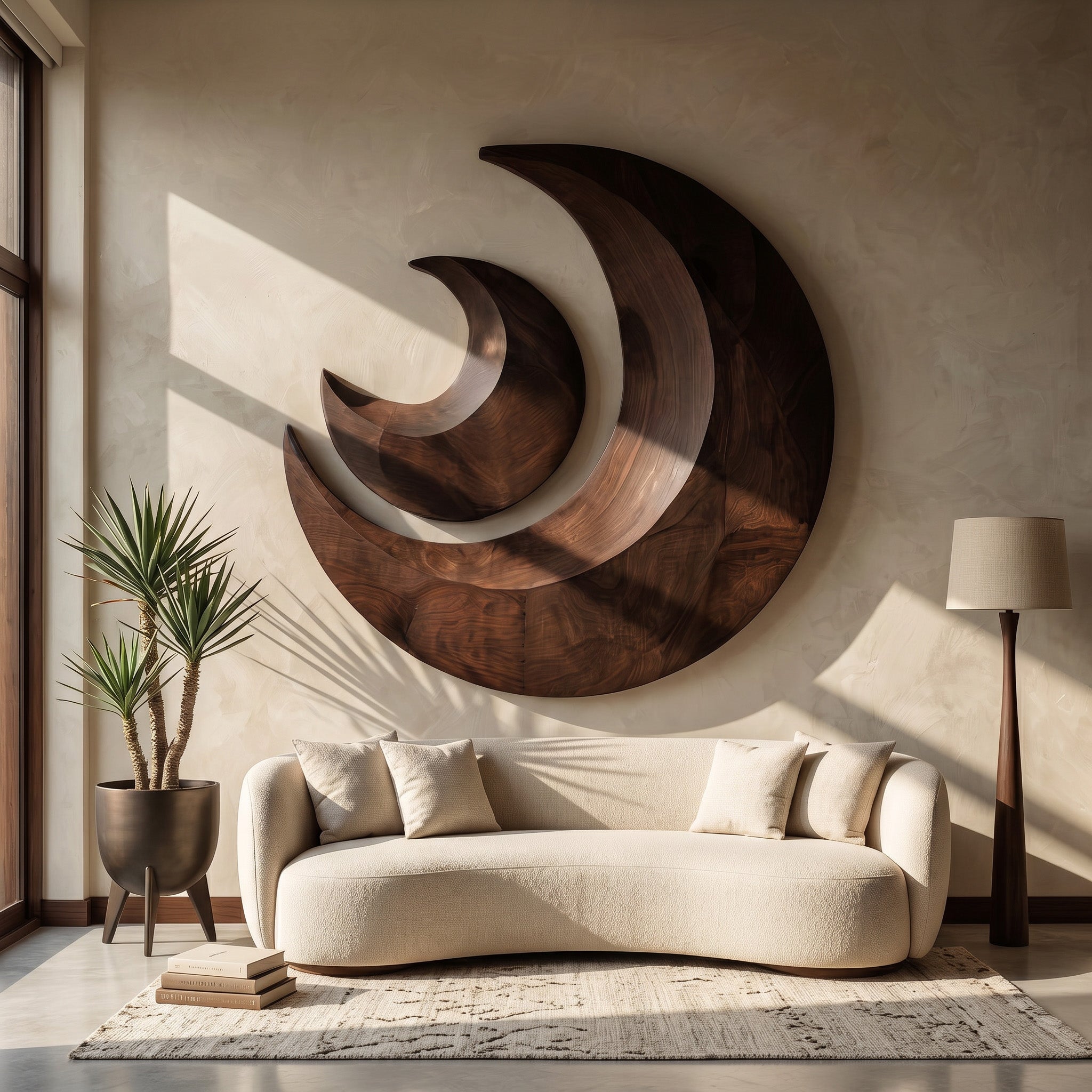 Organic Crescent Moon Wood Wall Art For Living Room RTTHHNWA203