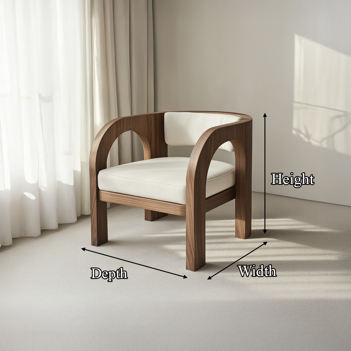 Organic Minimal Accent Chair Living Room Or Office SINLSAWC021